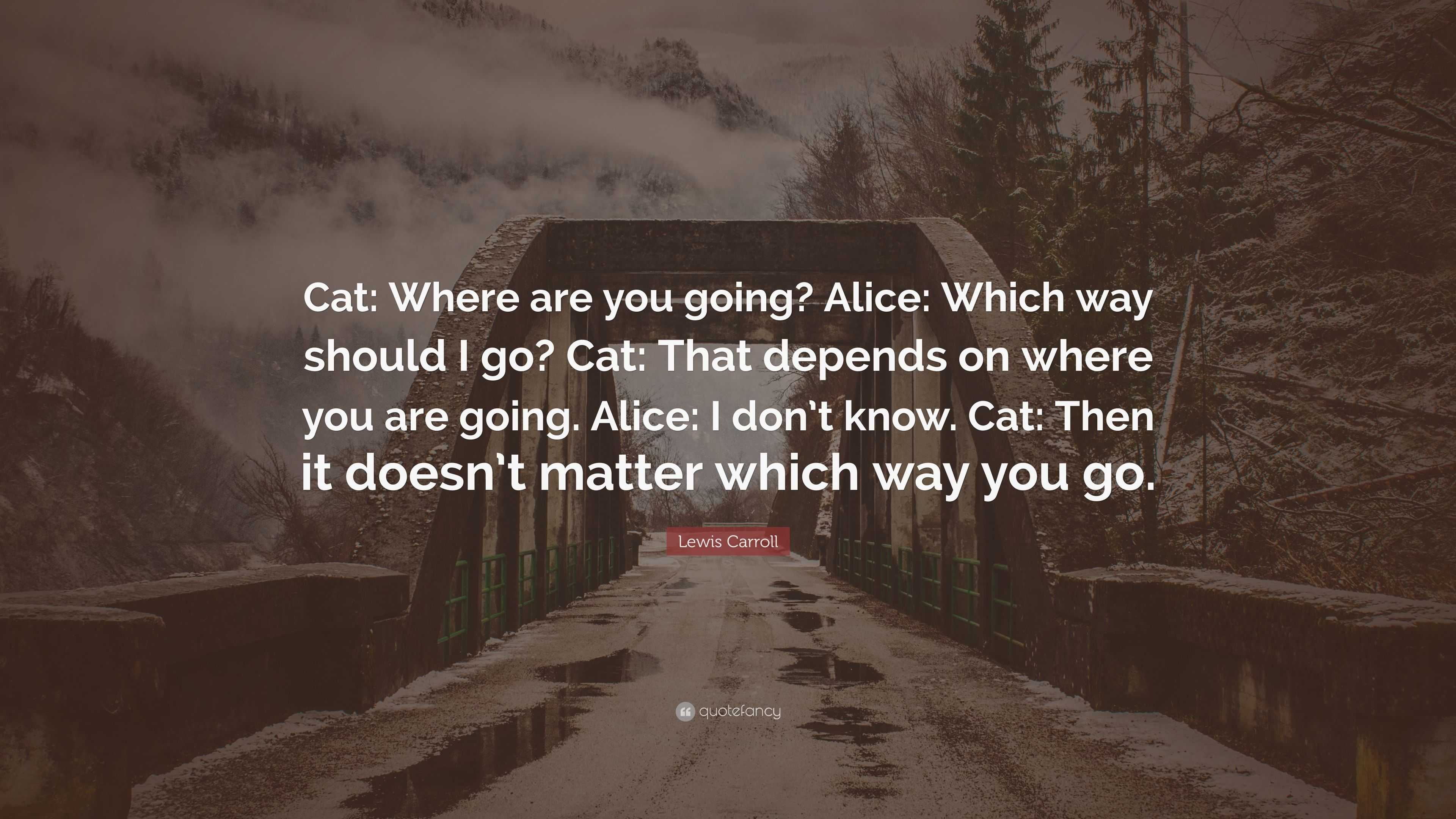 Lewis Carroll Quote: “Cat: Where are you going? Alice: Which way should ...