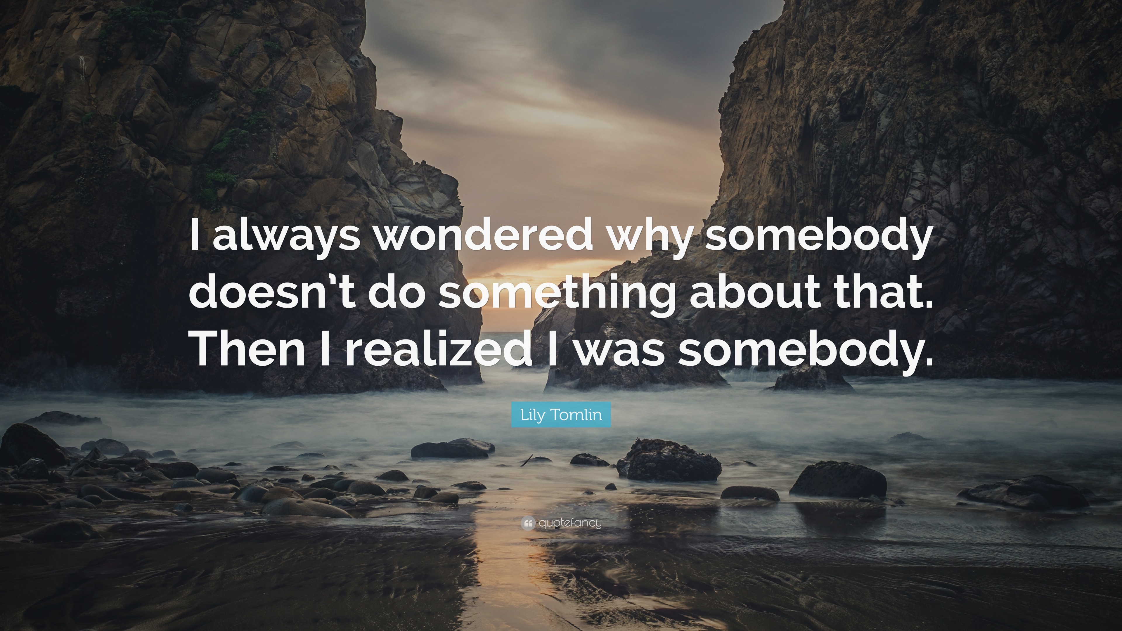 Lily Tomlin Quote: “I always wondered why somebody doesn’t do something ...