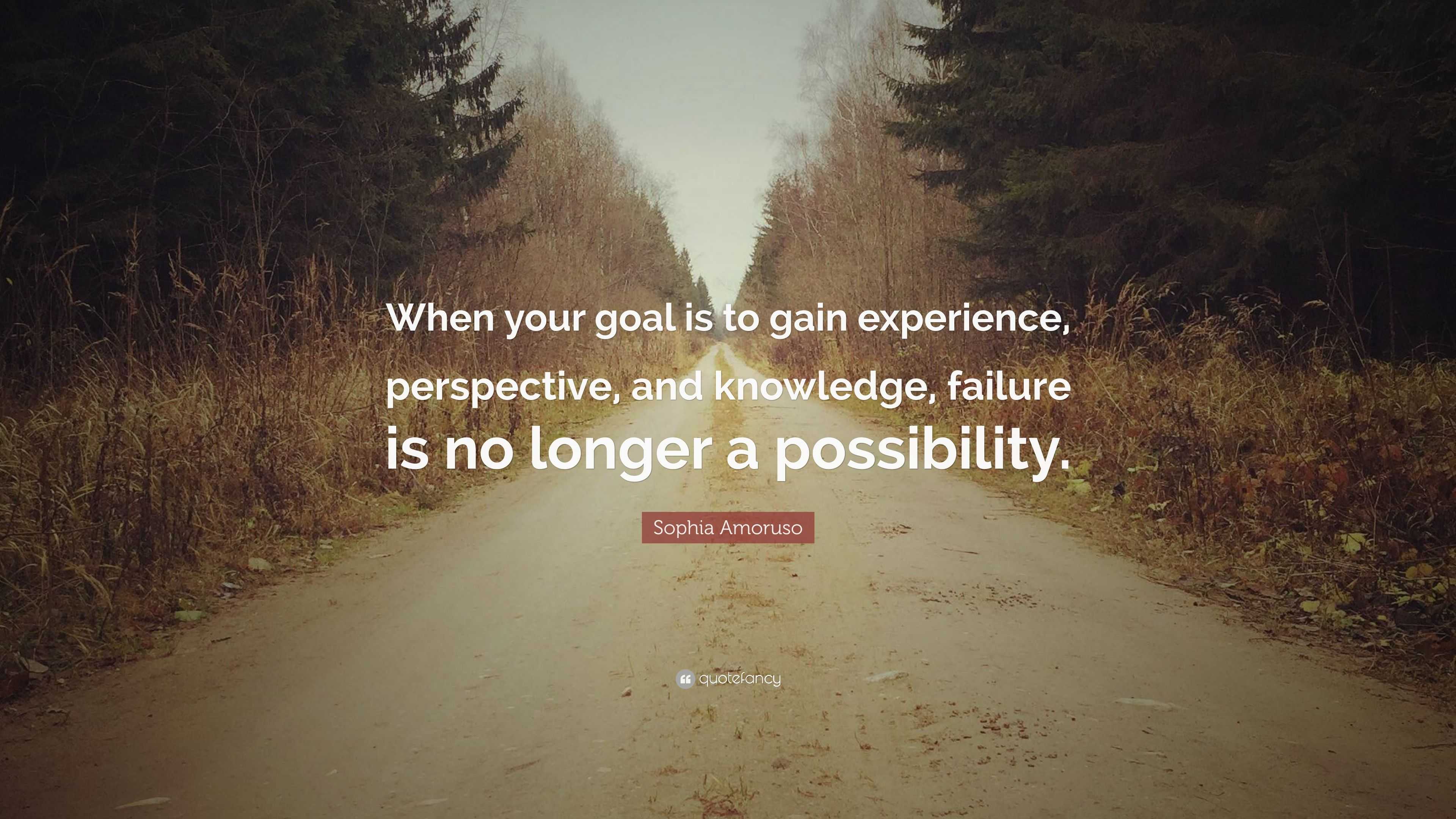 Sophia Amoruso Quote: “When your goal is to gain experience ...