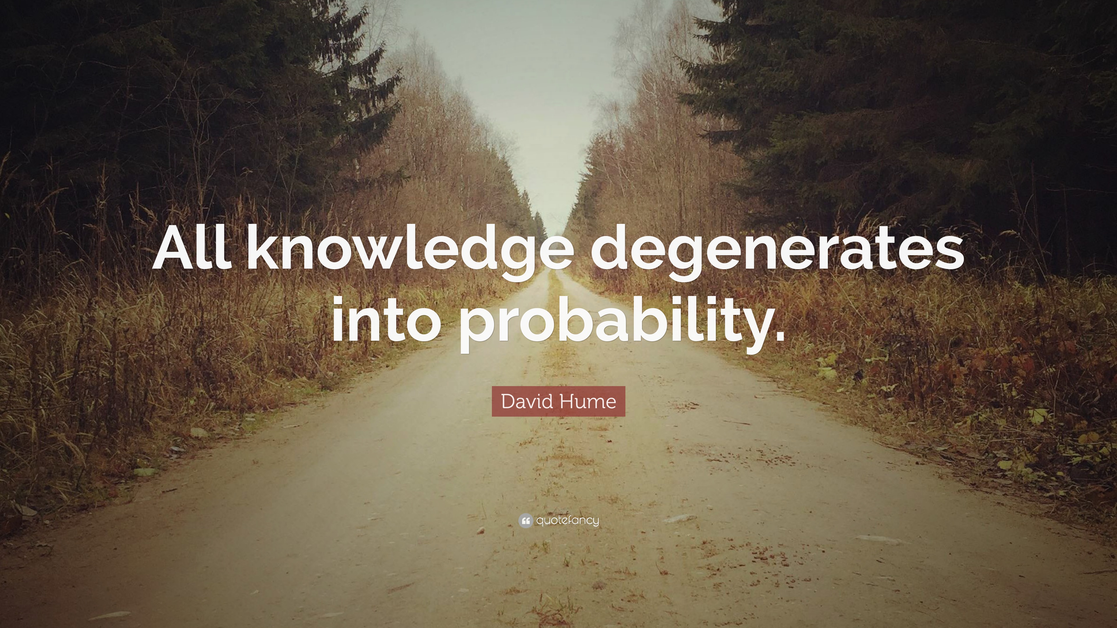 David Hume Quote “All knowledge degenerates into probability.”