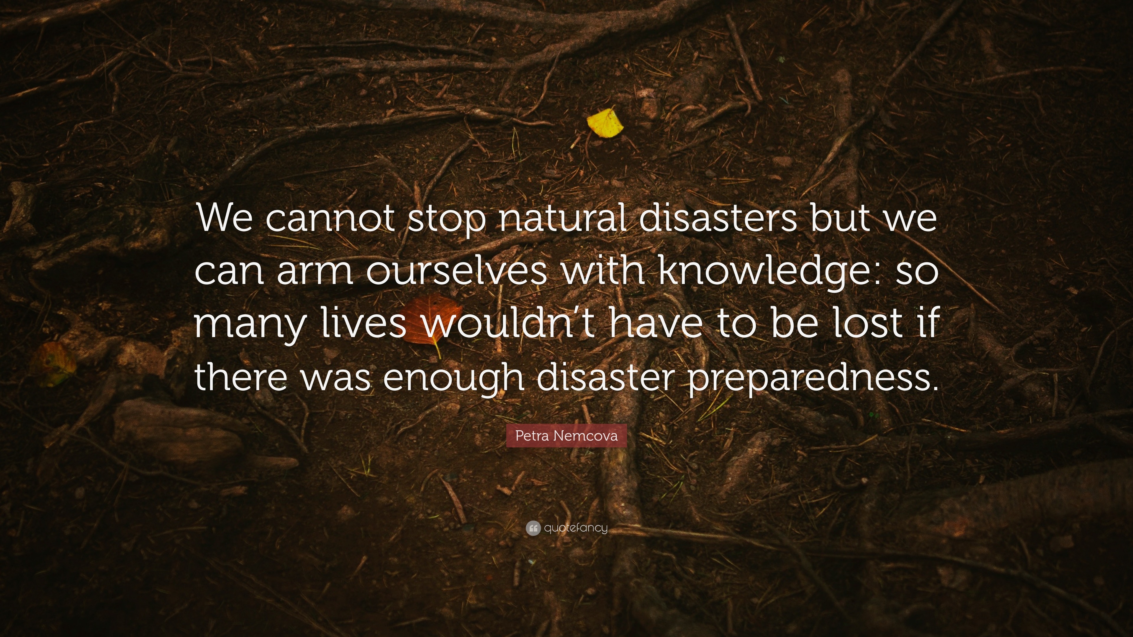 Petra Nemcova Quote: “We cannot stop natural disasters but we can arm