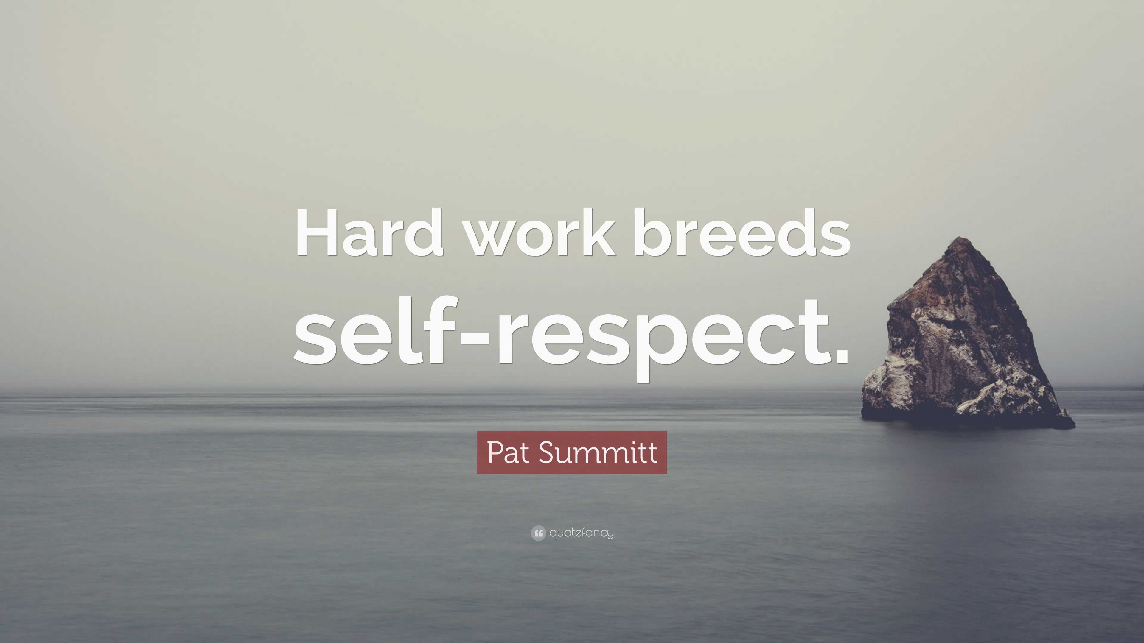 Hard work breeds self-respect. 