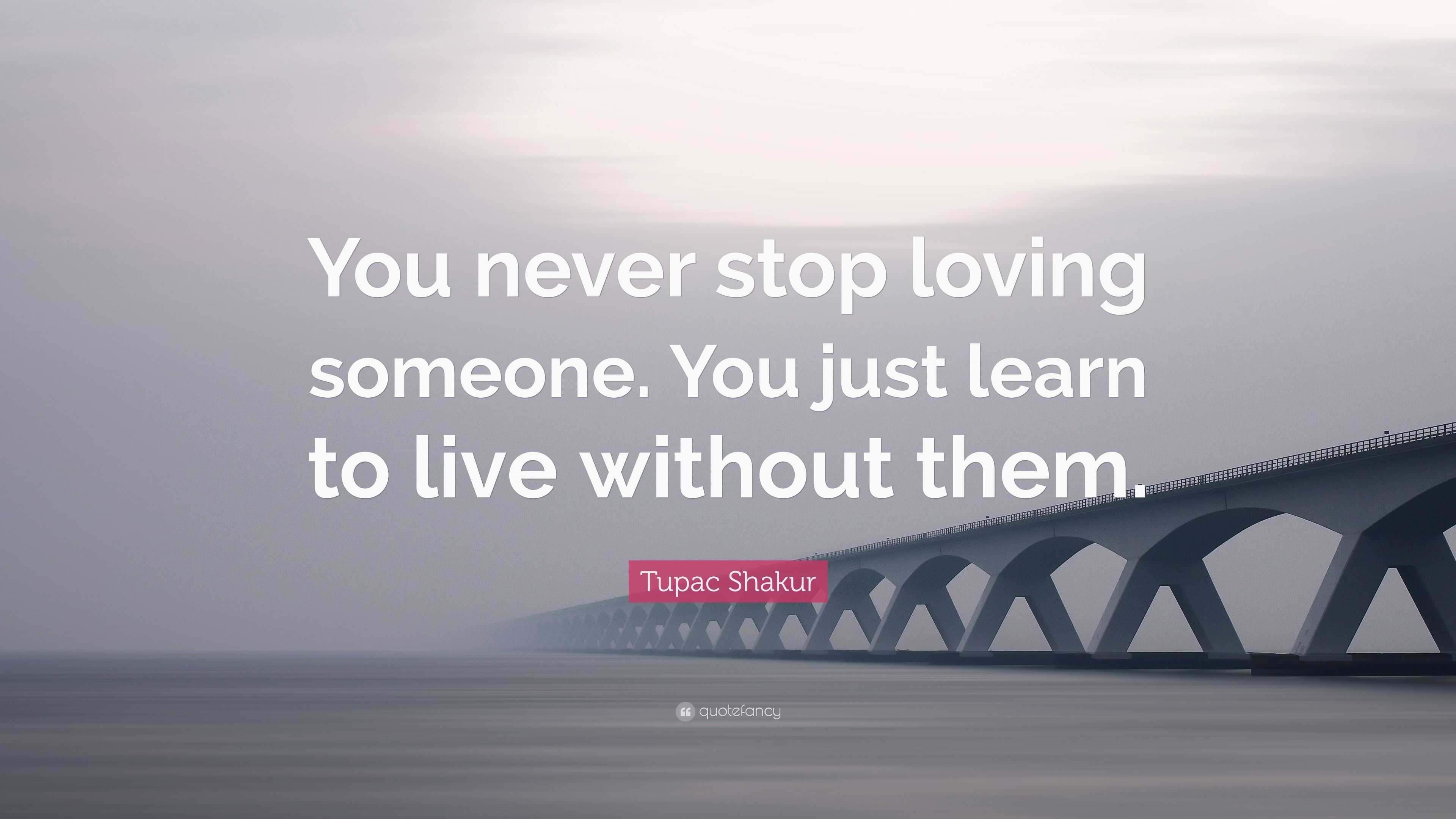 Tupac Shakur Quote “You never stop loving someone You just learn to live