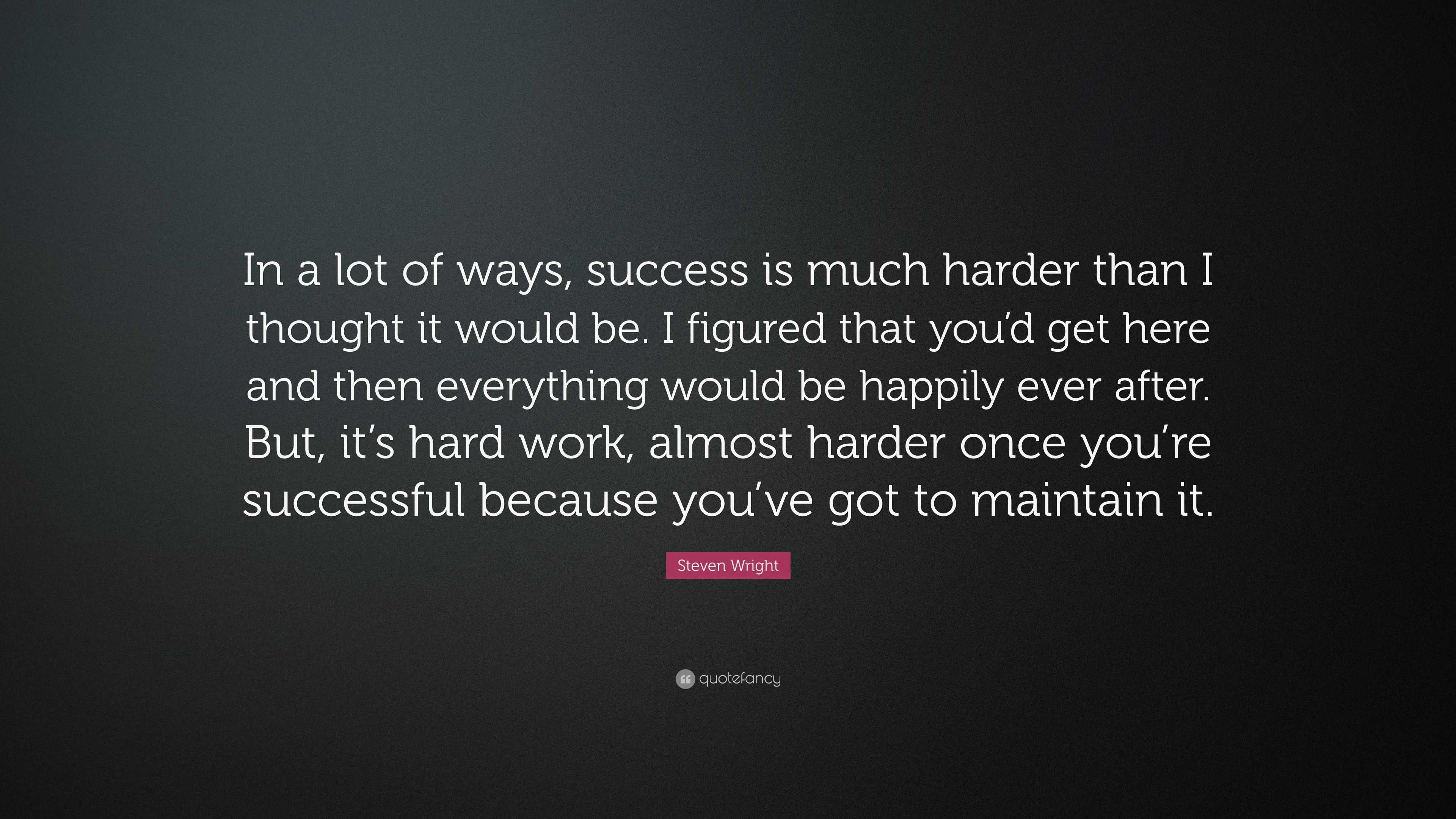 Steven Wright Quote: “In a lot of ways, success is much harder than I ...