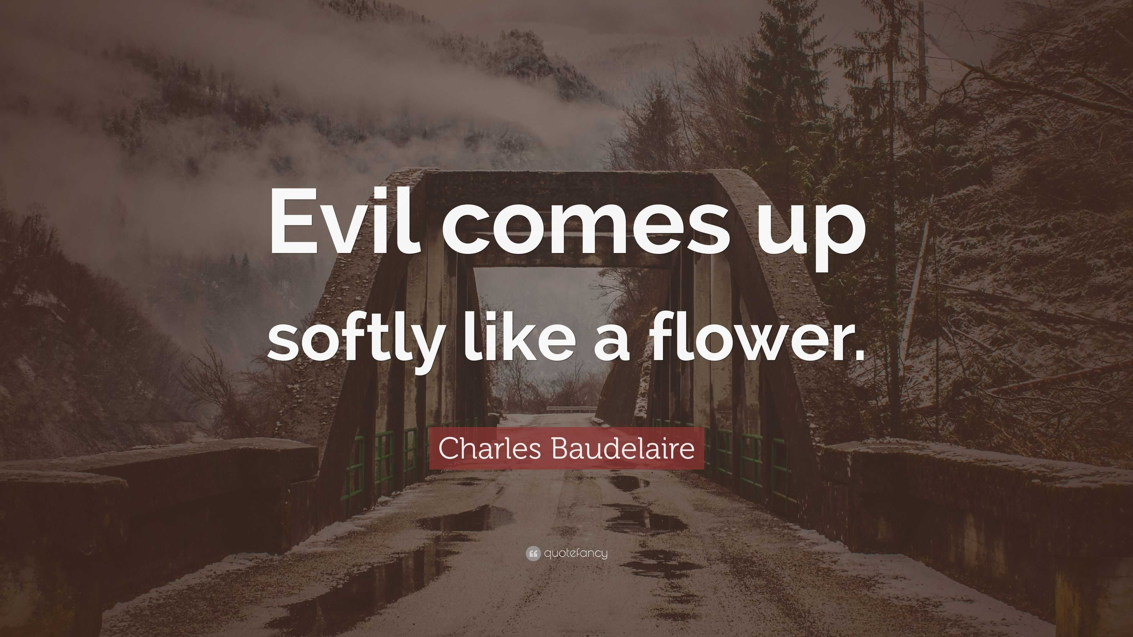 Charles Baudelaire Quote: “Evil comes up softly like a flower.”