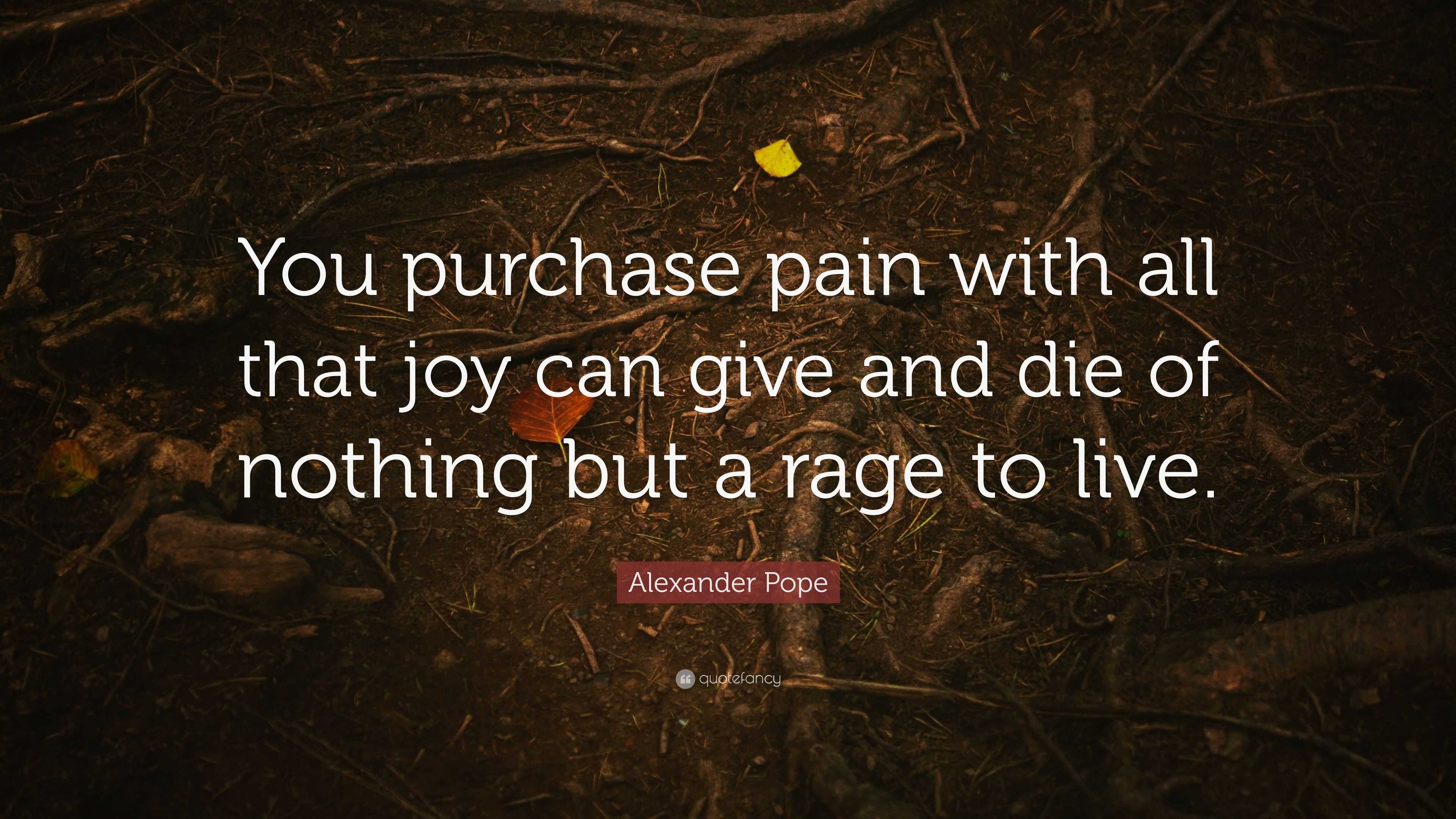 Alexander Pope Quote “You purchase pain with all that joy
