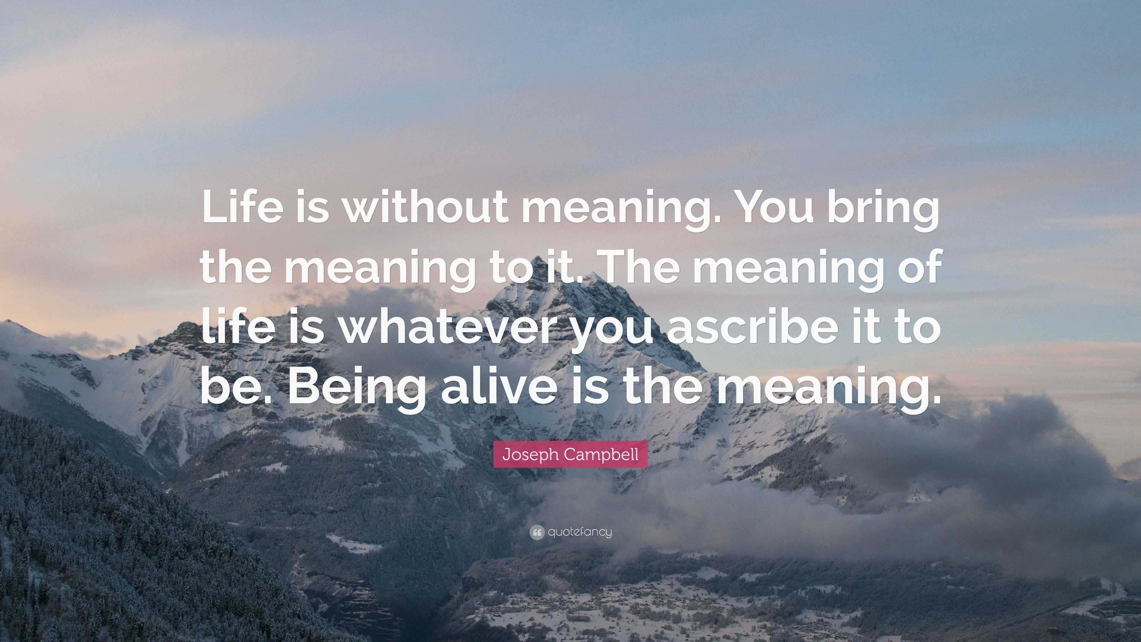 Joseph Campbell Quote: “Life is without meaning. You bring the meaning ...