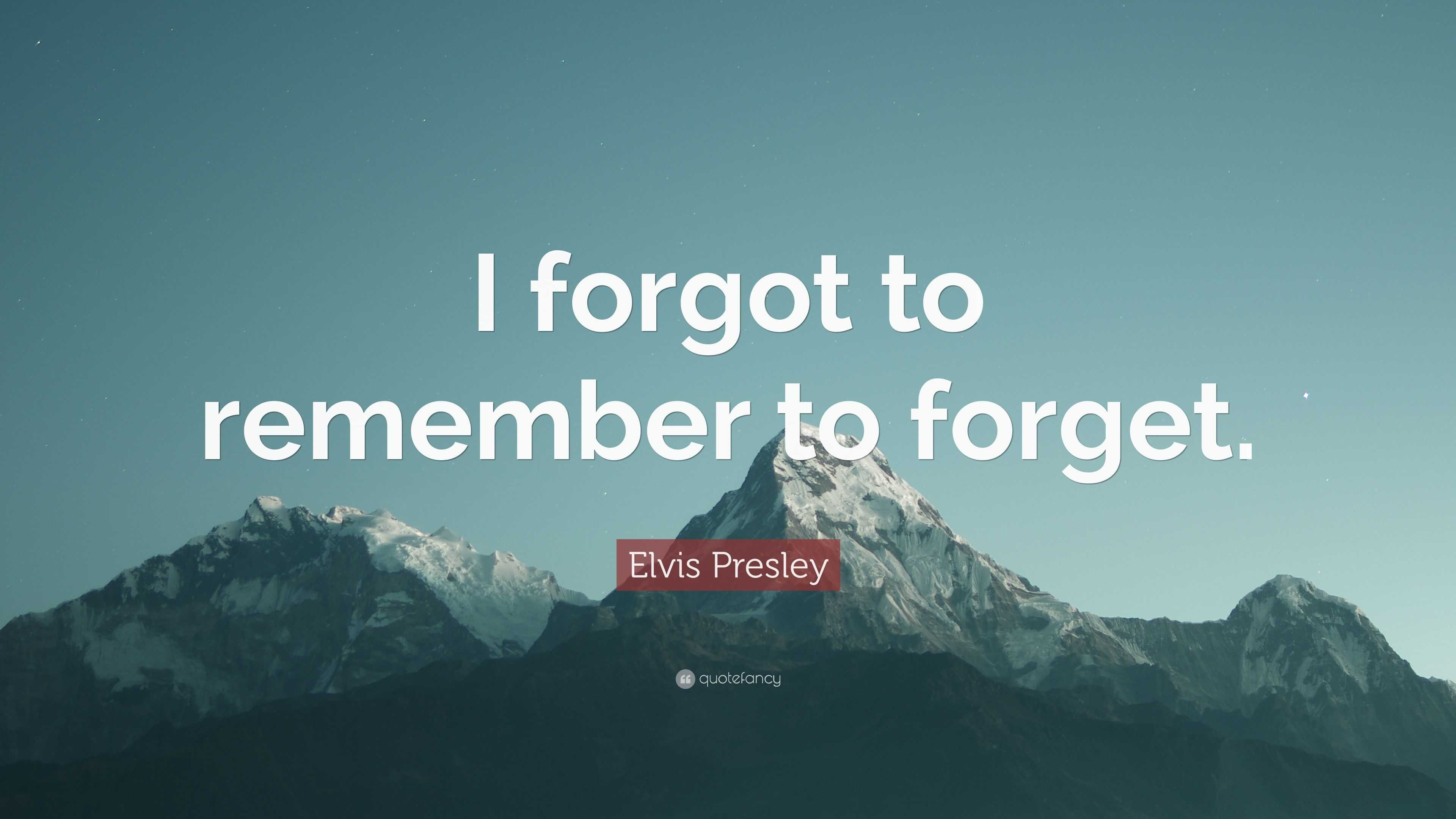 Elvis Presley quote: I forgot to remember to forget.