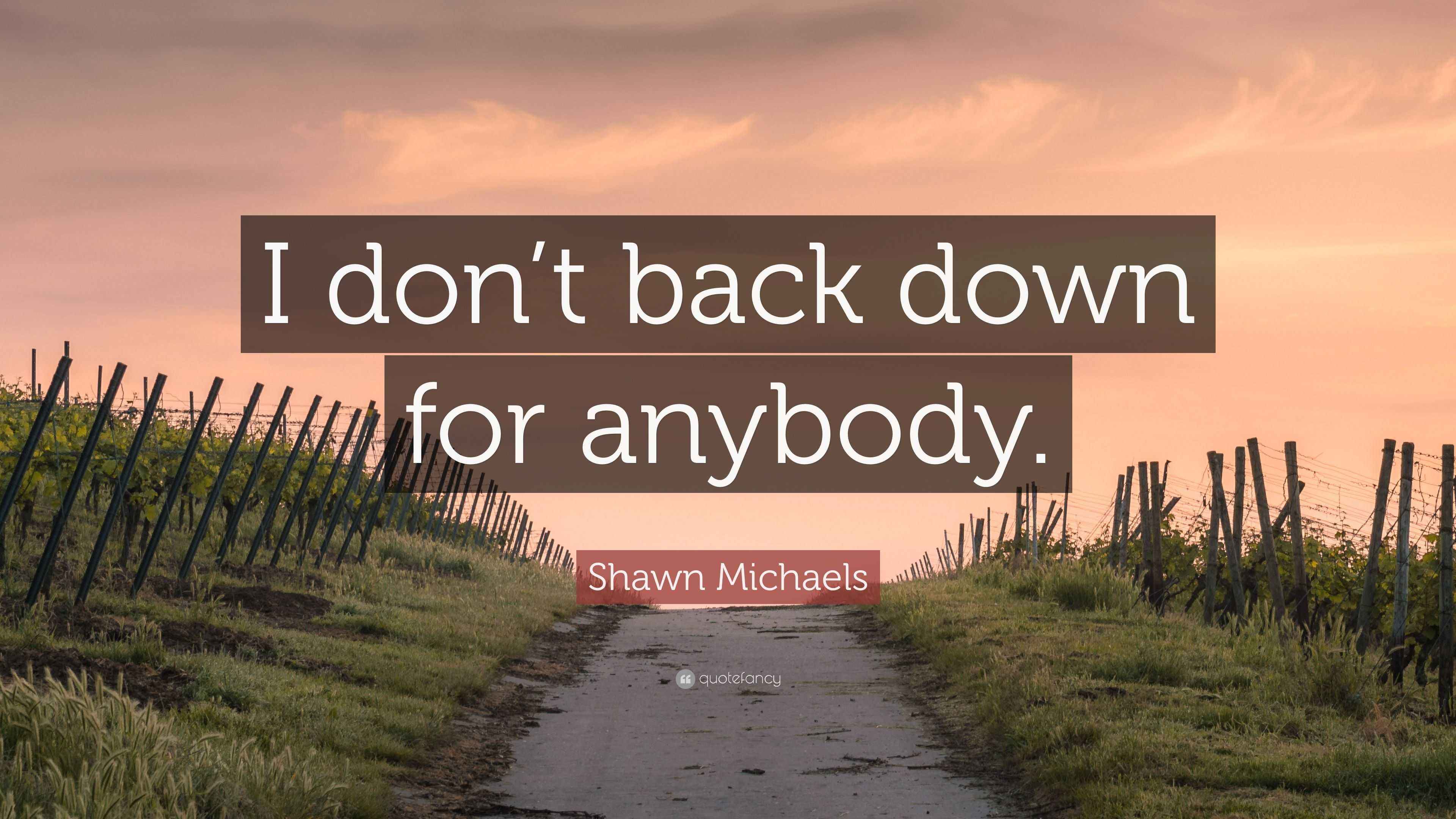Shawn Michaels Quote “I don’t back down for anybody.”