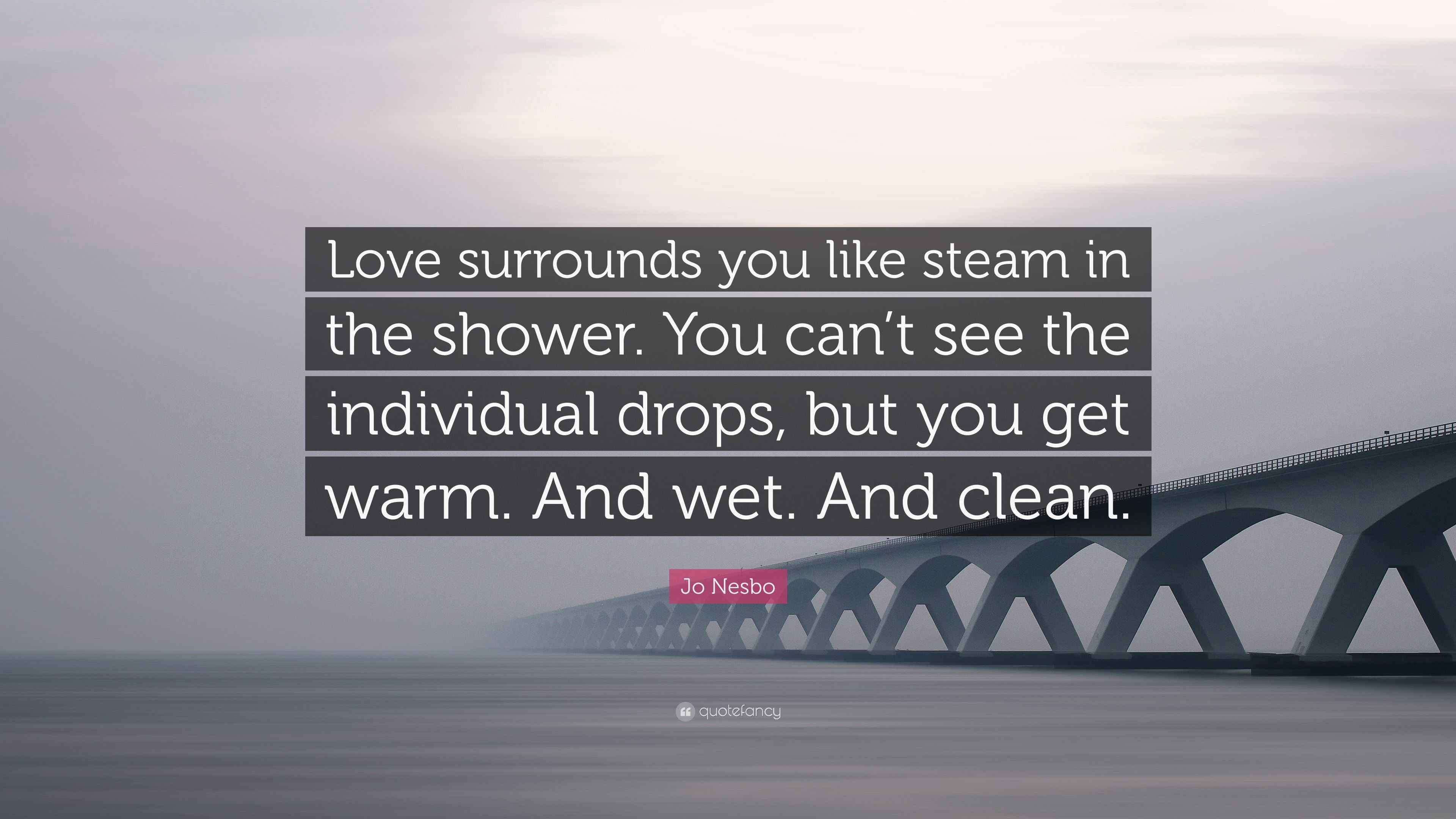 Jo Nesbo Quote: “Love surrounds you like steam in the shower. You can’t ...