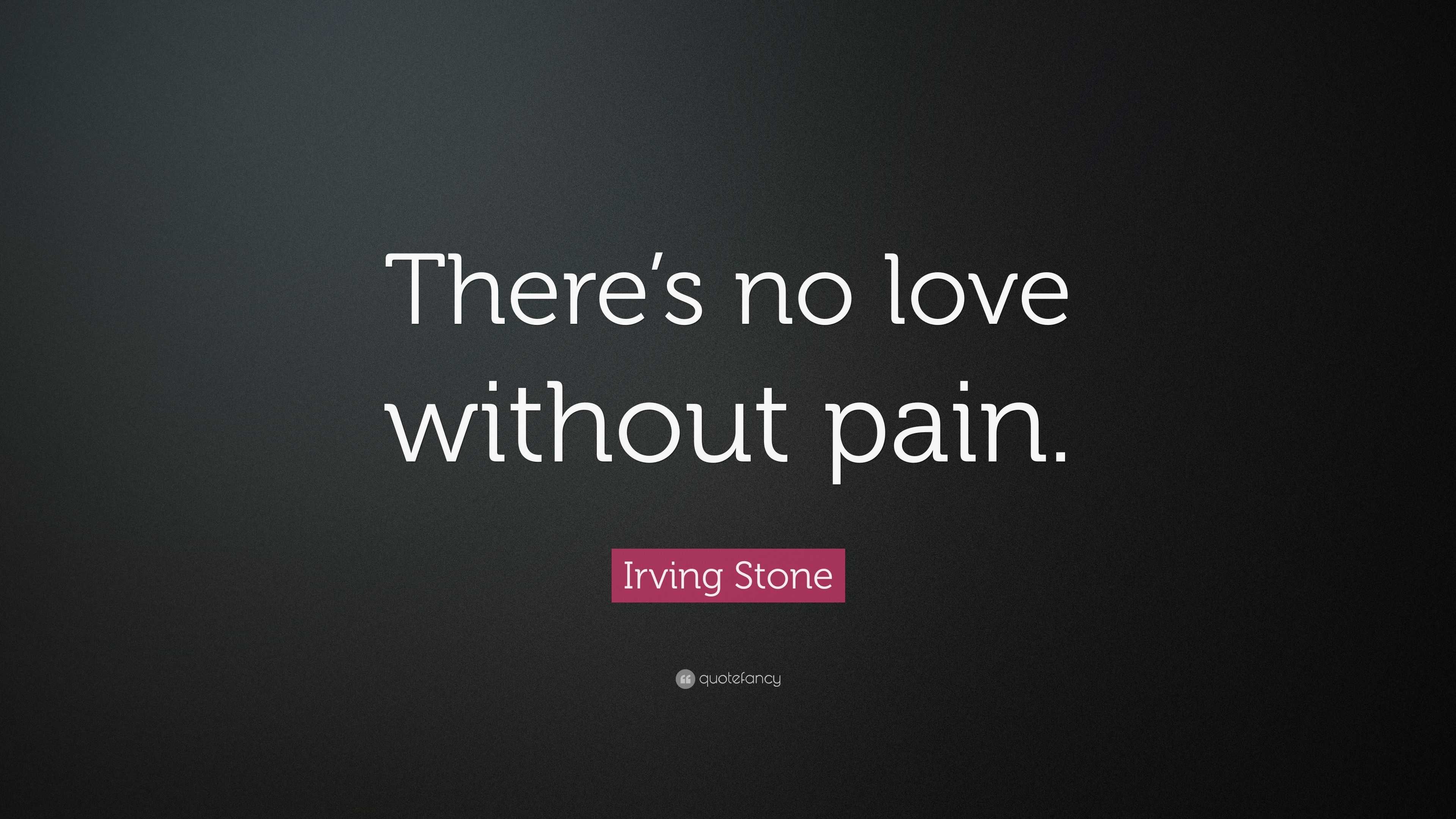 Irving Stone Quote: “There's no love without pain.”