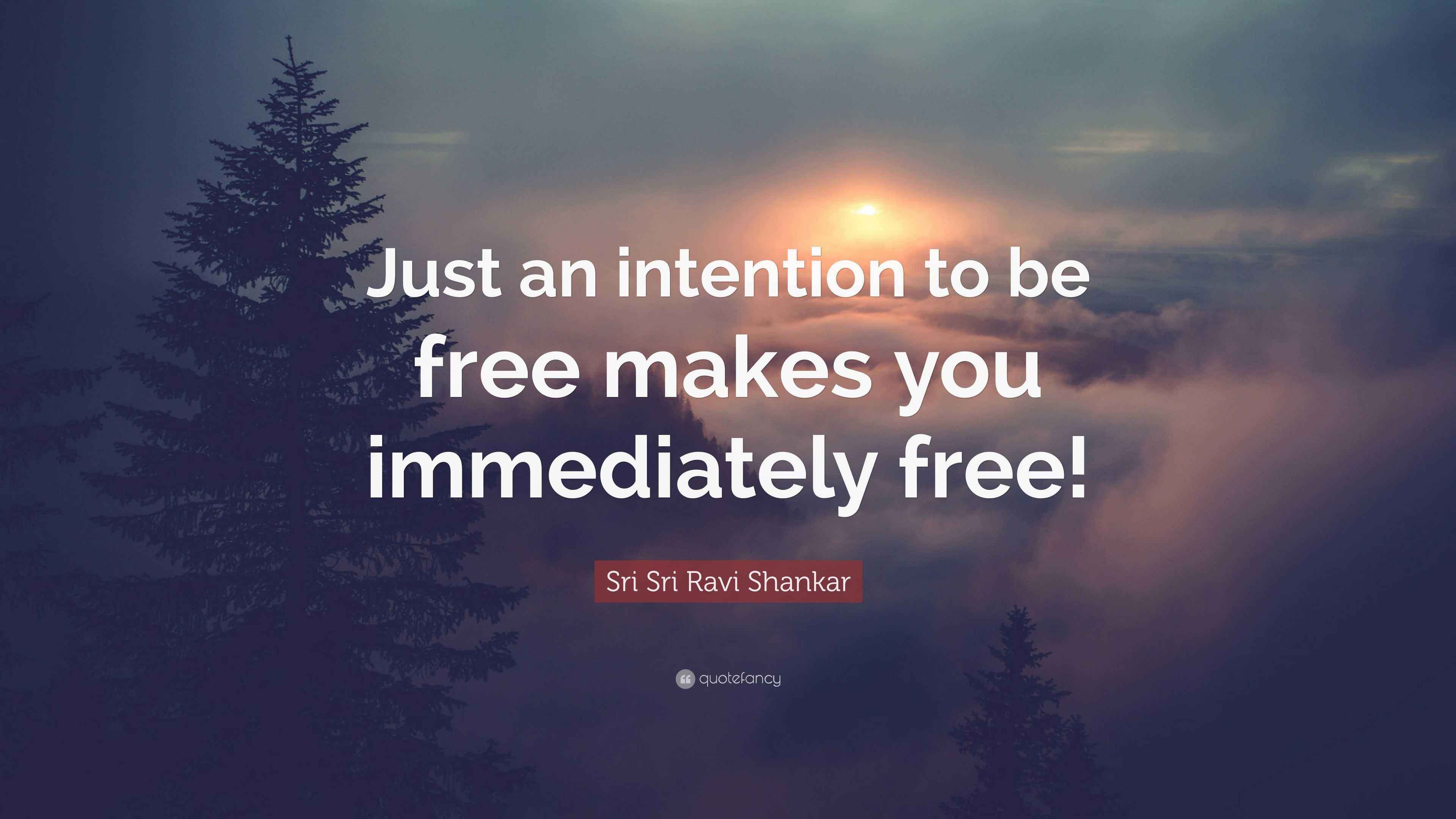 Sri Sri Ravi Shankar Quote “Just an intention to be free makes you
