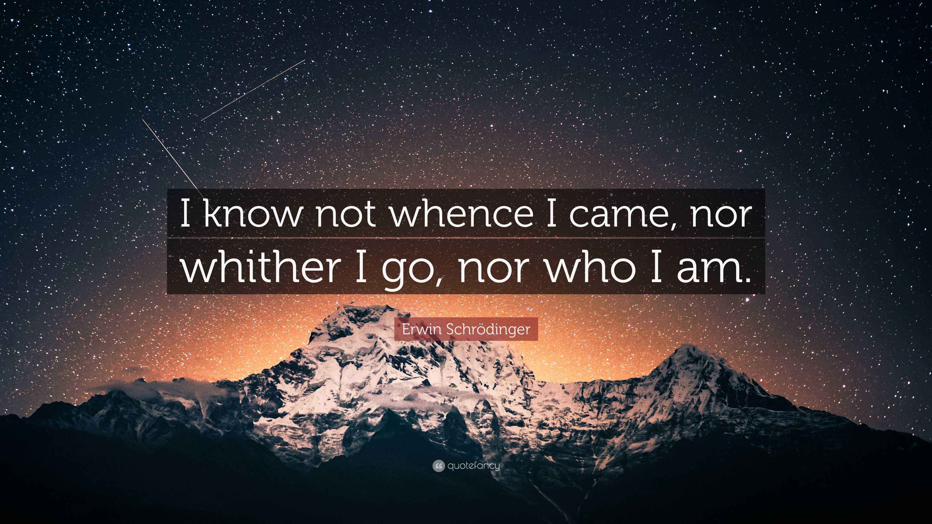 Erwin Schrödinger Quote “I know not whence I came, nor whither I go