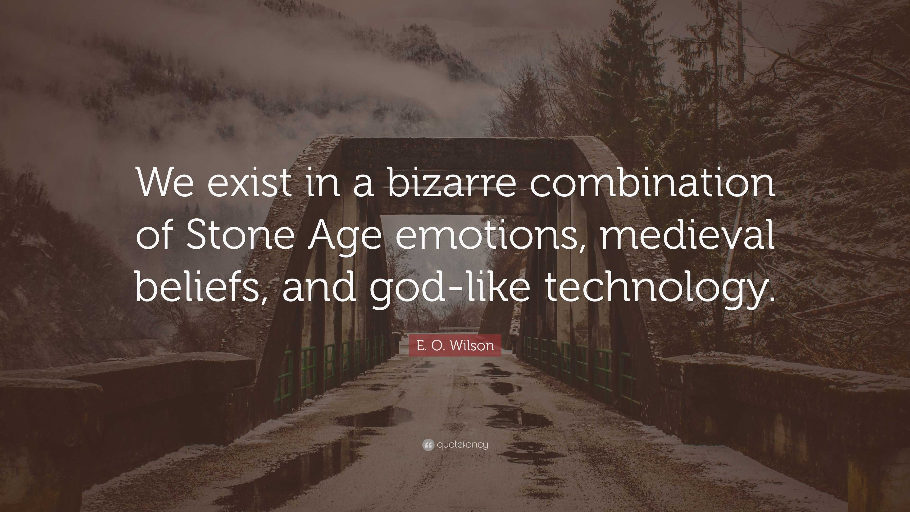 E. O. Wilson Quote “We exist in a bizarre combination of Stone Age emotions, medieval beliefs