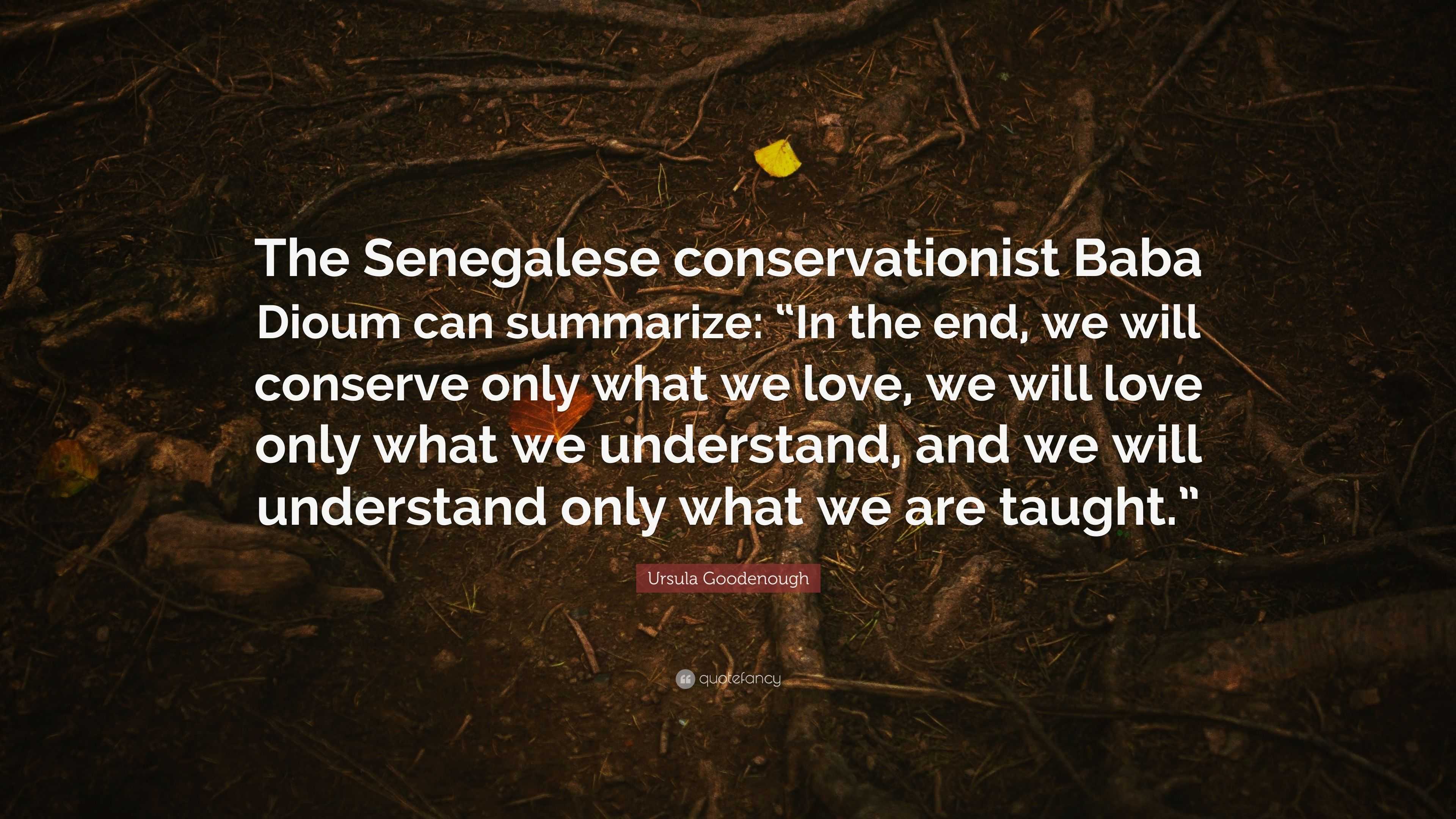 Ursula Goodenough Quote: “The Senegalese conservationist Baba Dioum can ...