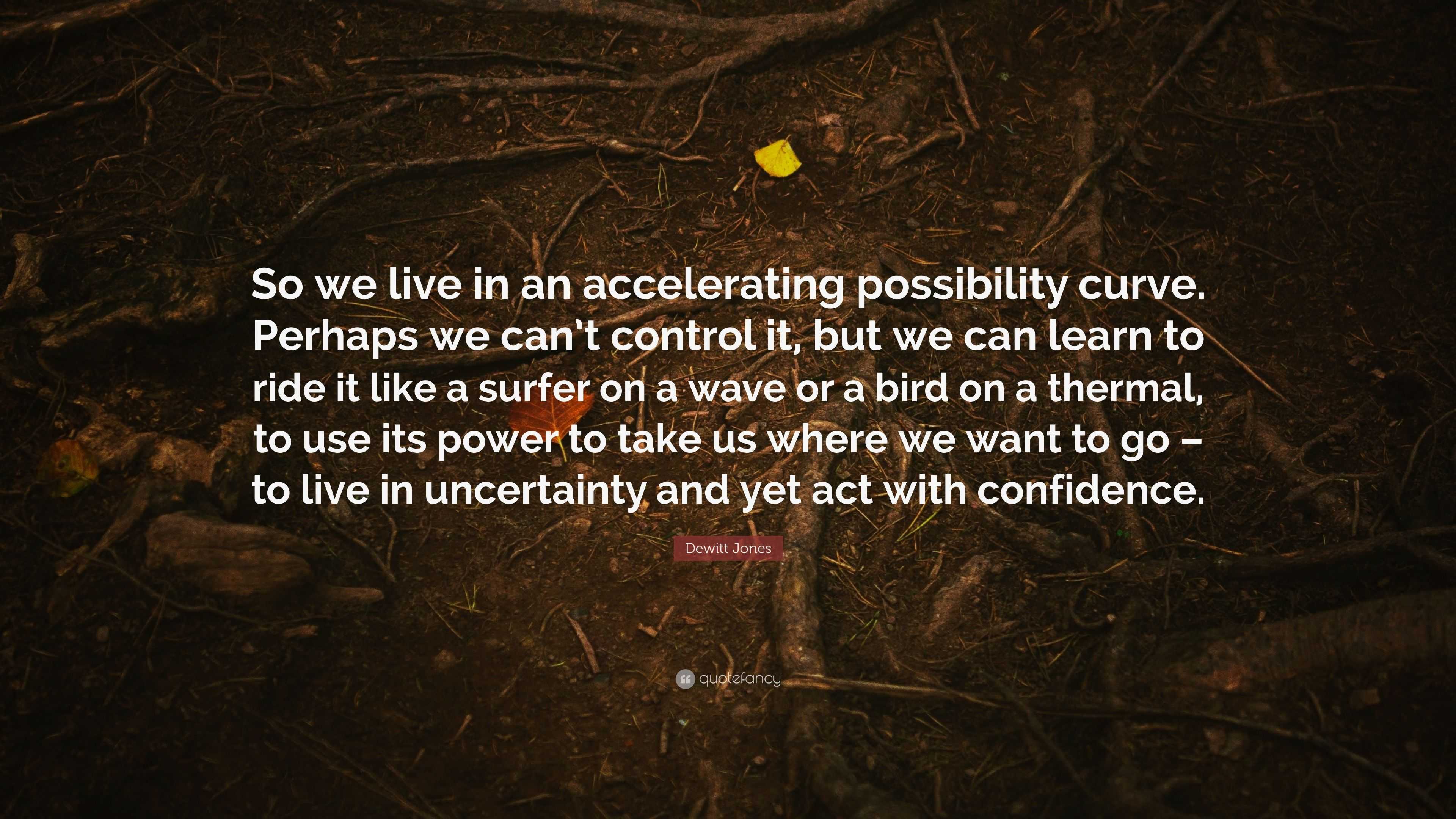 Dewitt Jones Quote: “So we live in an accelerating possibility curve ...