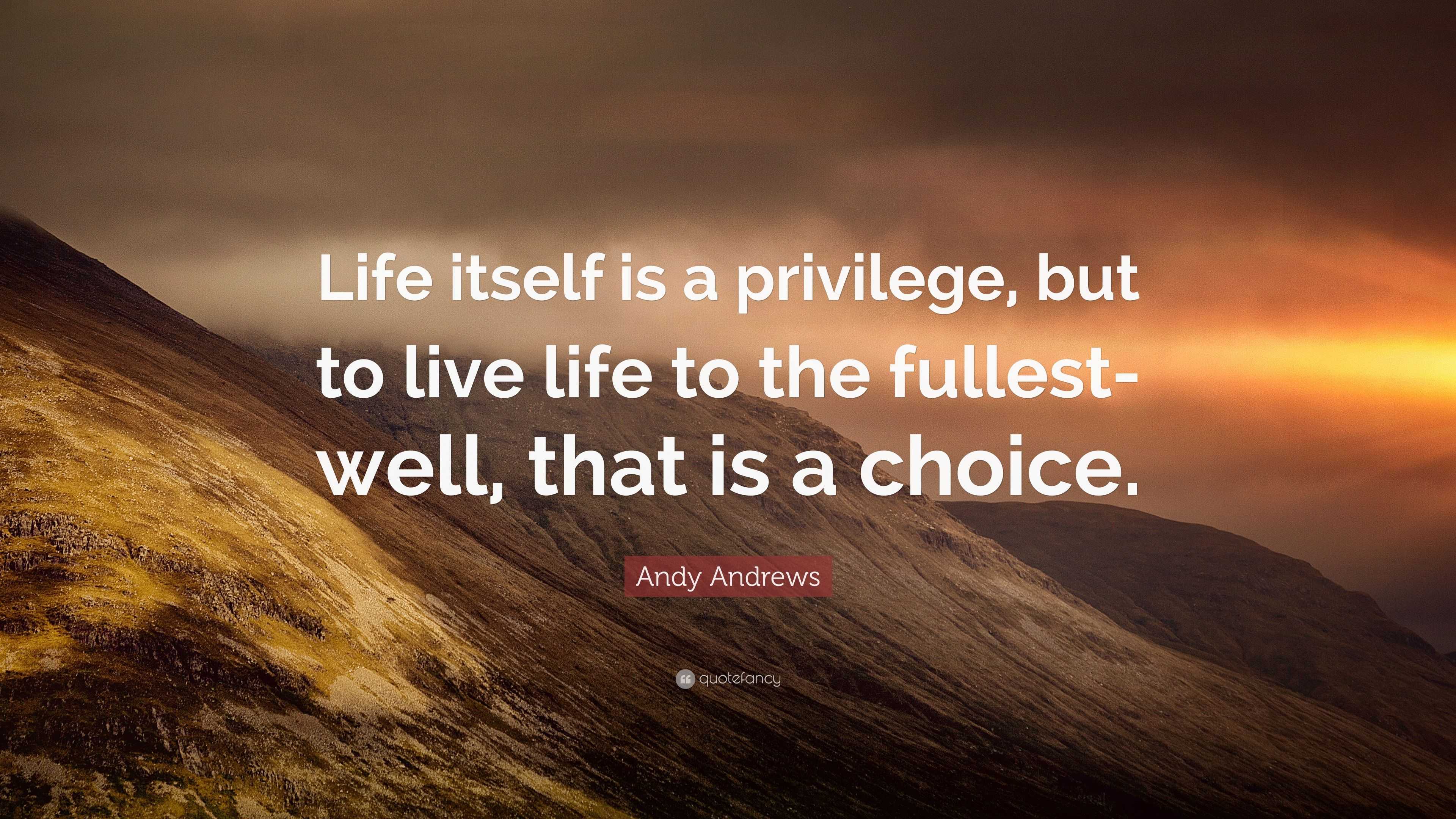 Andy Andrews Quote “Life itself is a privilege, but to