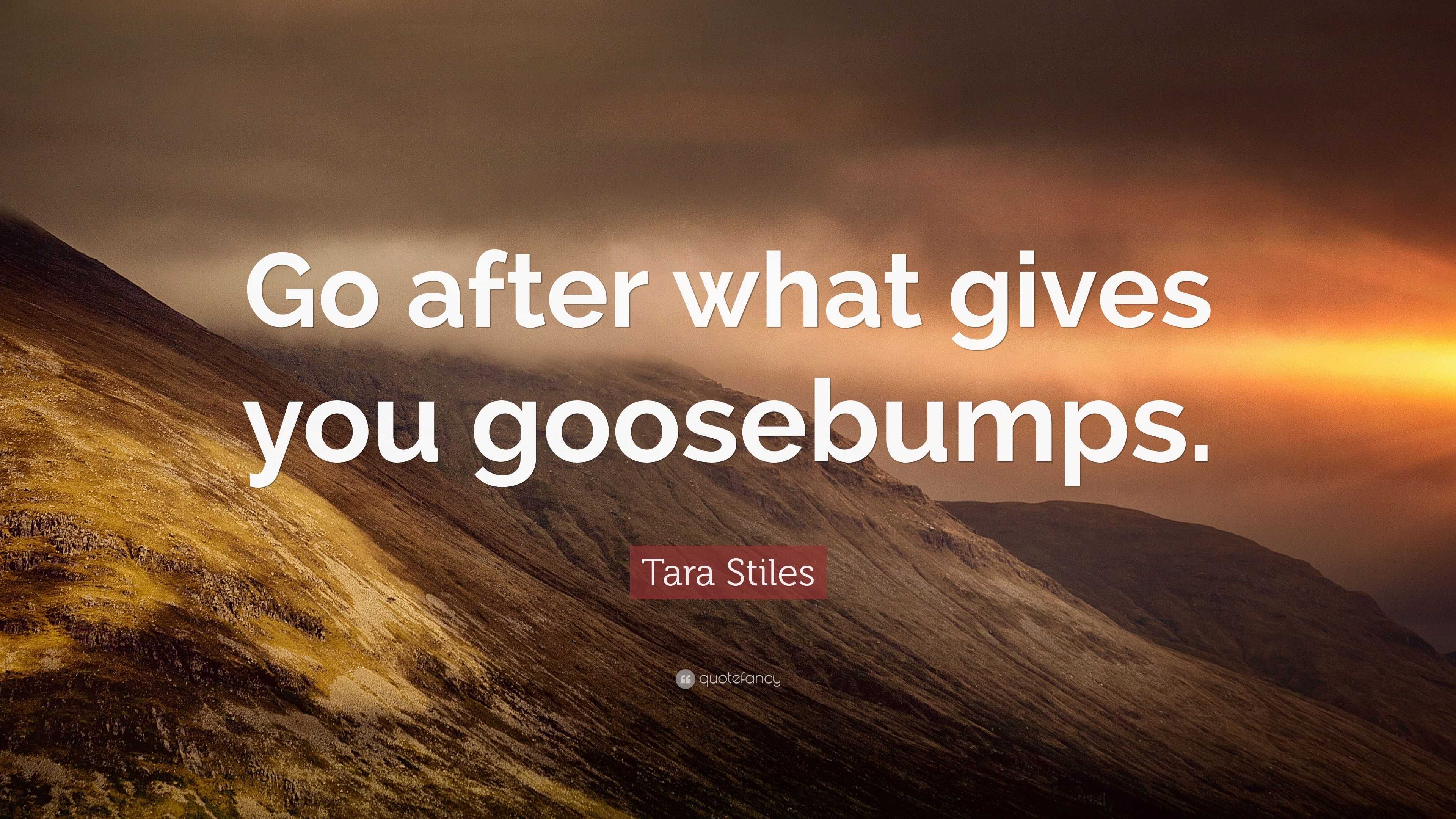 Tara Stiles Quote “Go after what gives you goosebumps.”