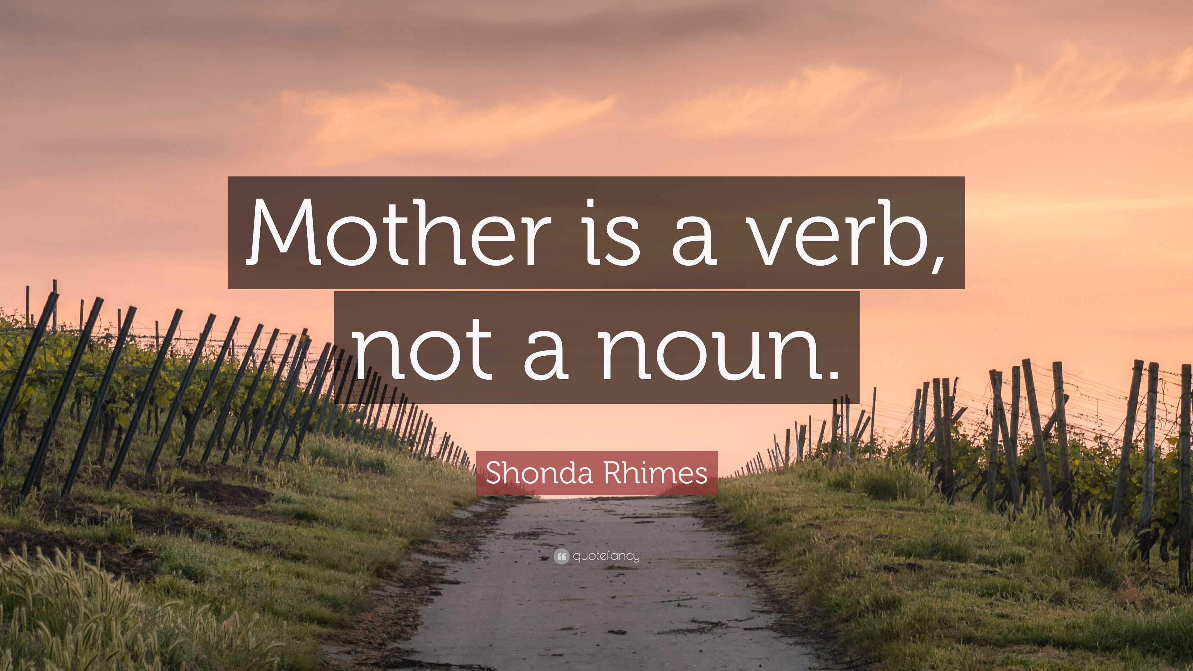 Shonda Rhimes Quote “Mother is a verb, not a noun.”