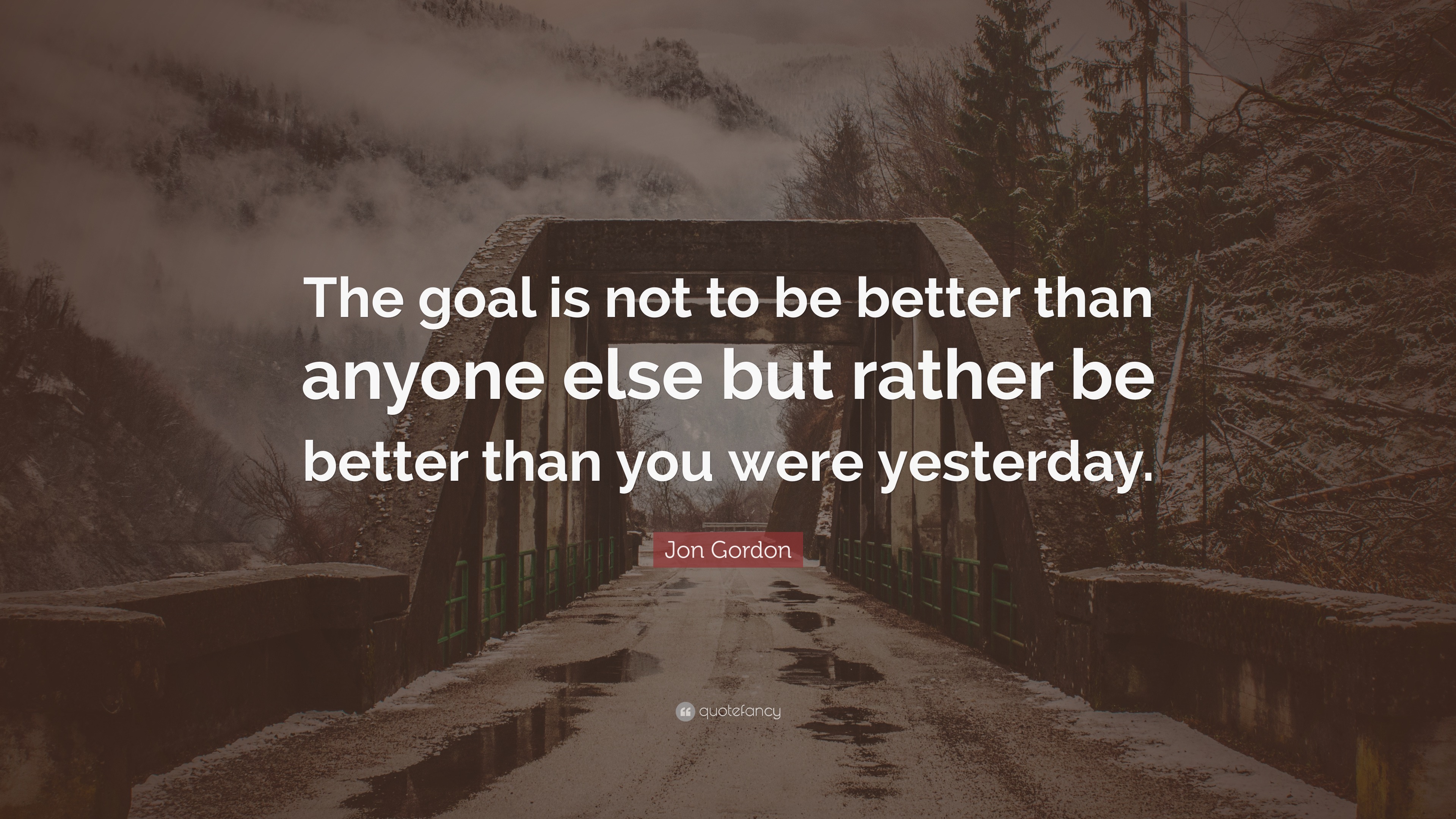 Jon Gordon Quote: “The goal is not to be better than anyone else but ...