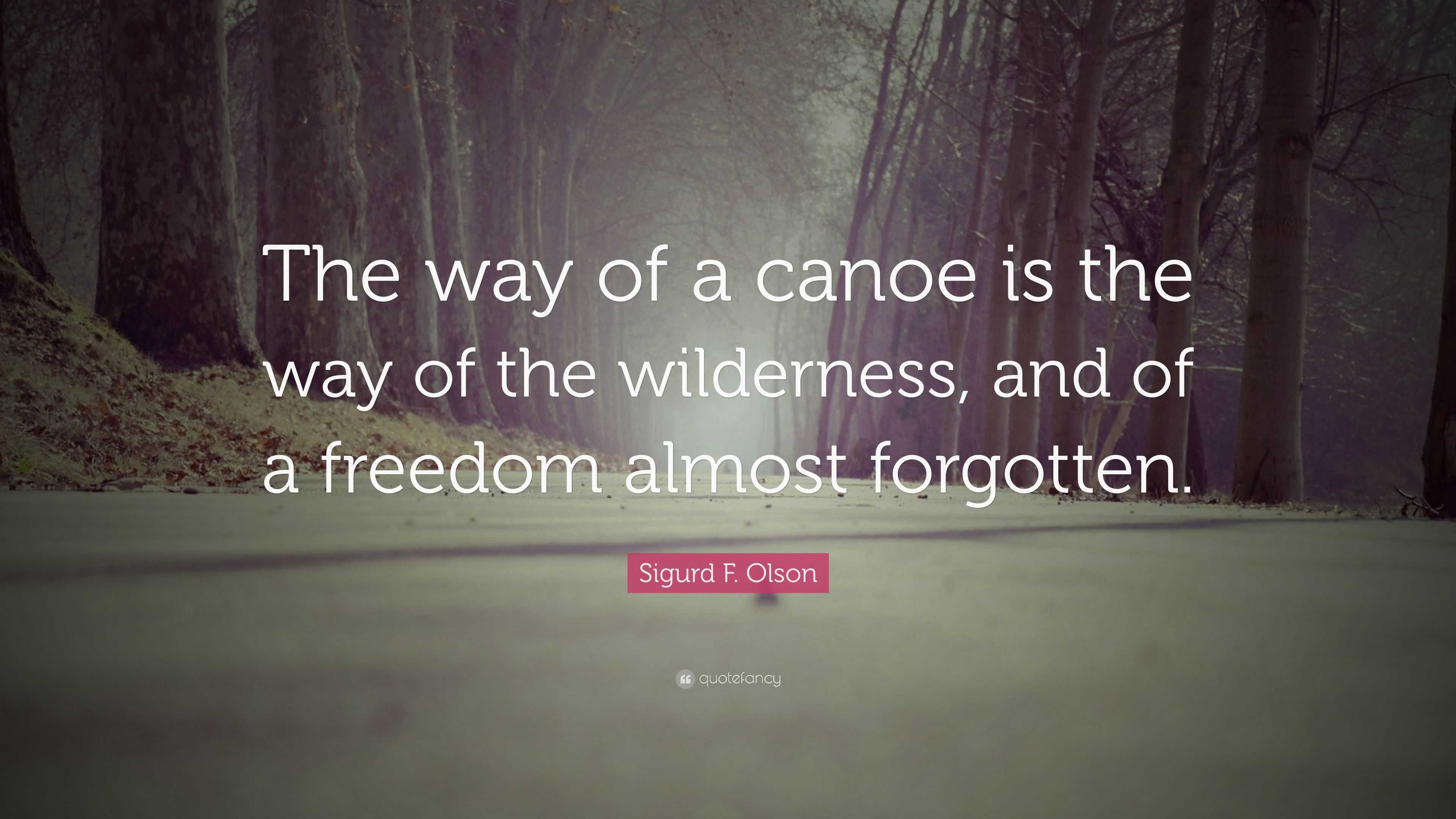 Sigurd F. Olson Quote: “The way of a canoe is the way of the wilderness ...