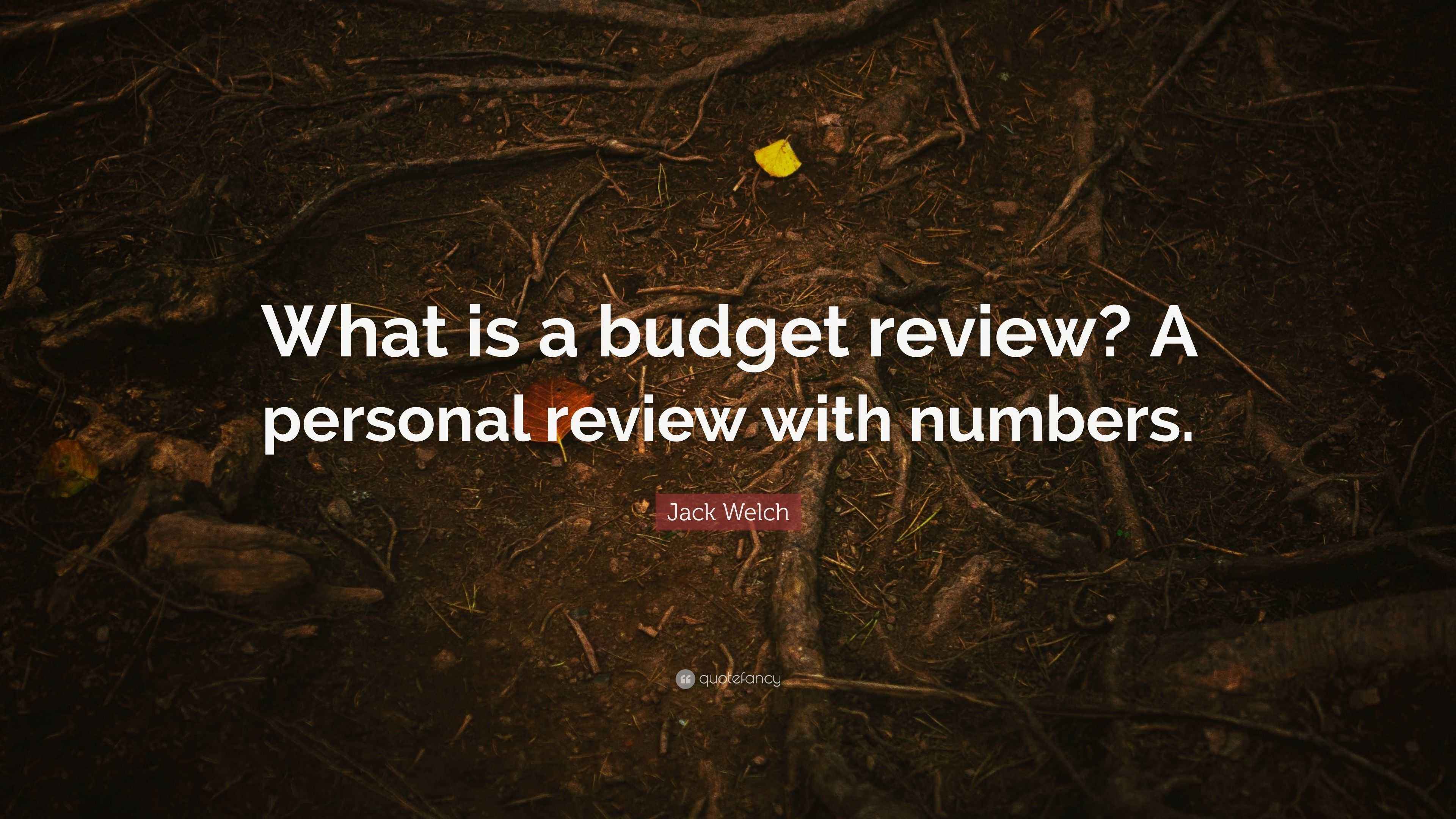 Jack Welch Quote “What is a budget review? A personal review with