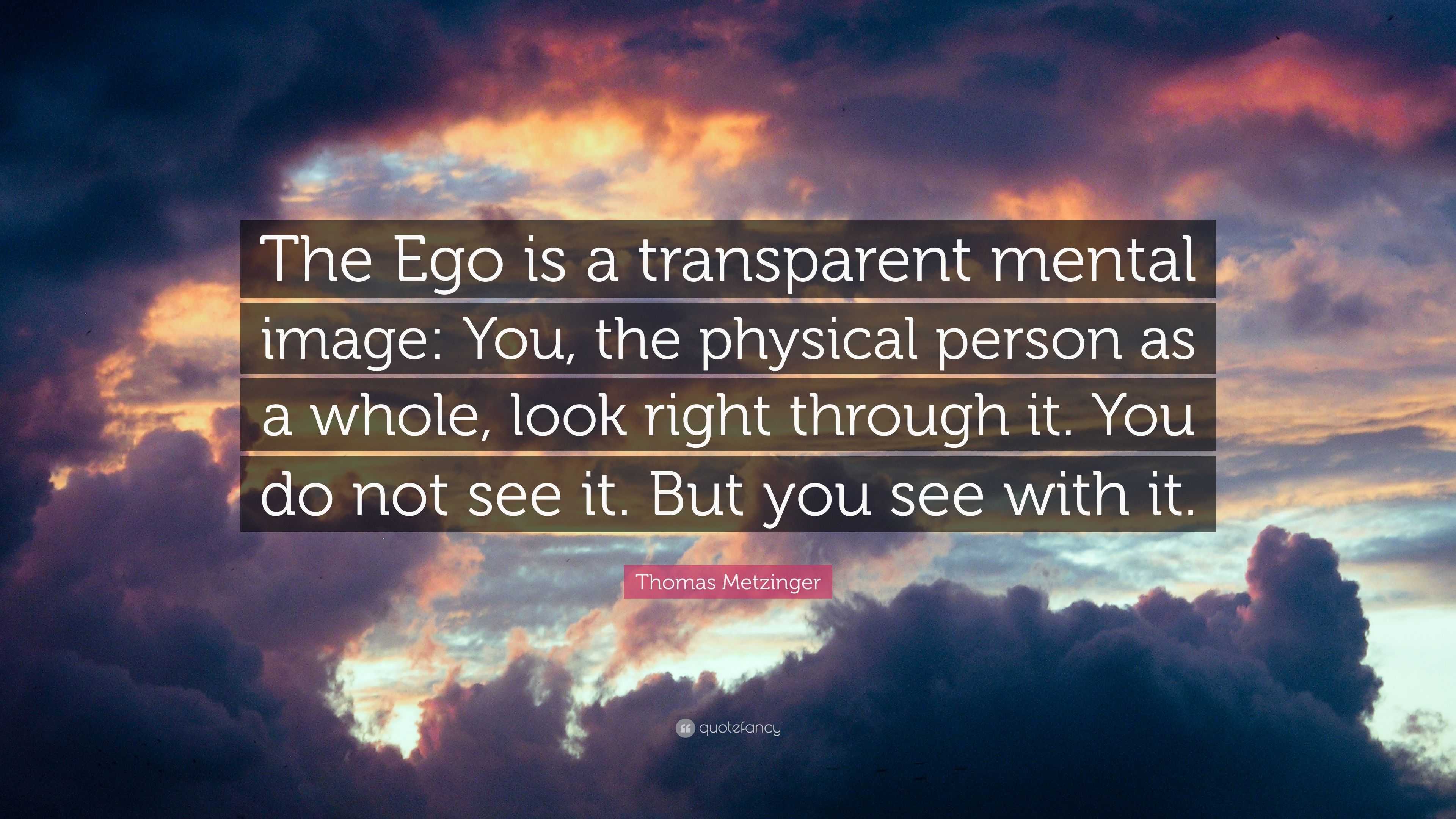 Thomas Metzinger Quote: “The Ego is a transparent mental image: You ...