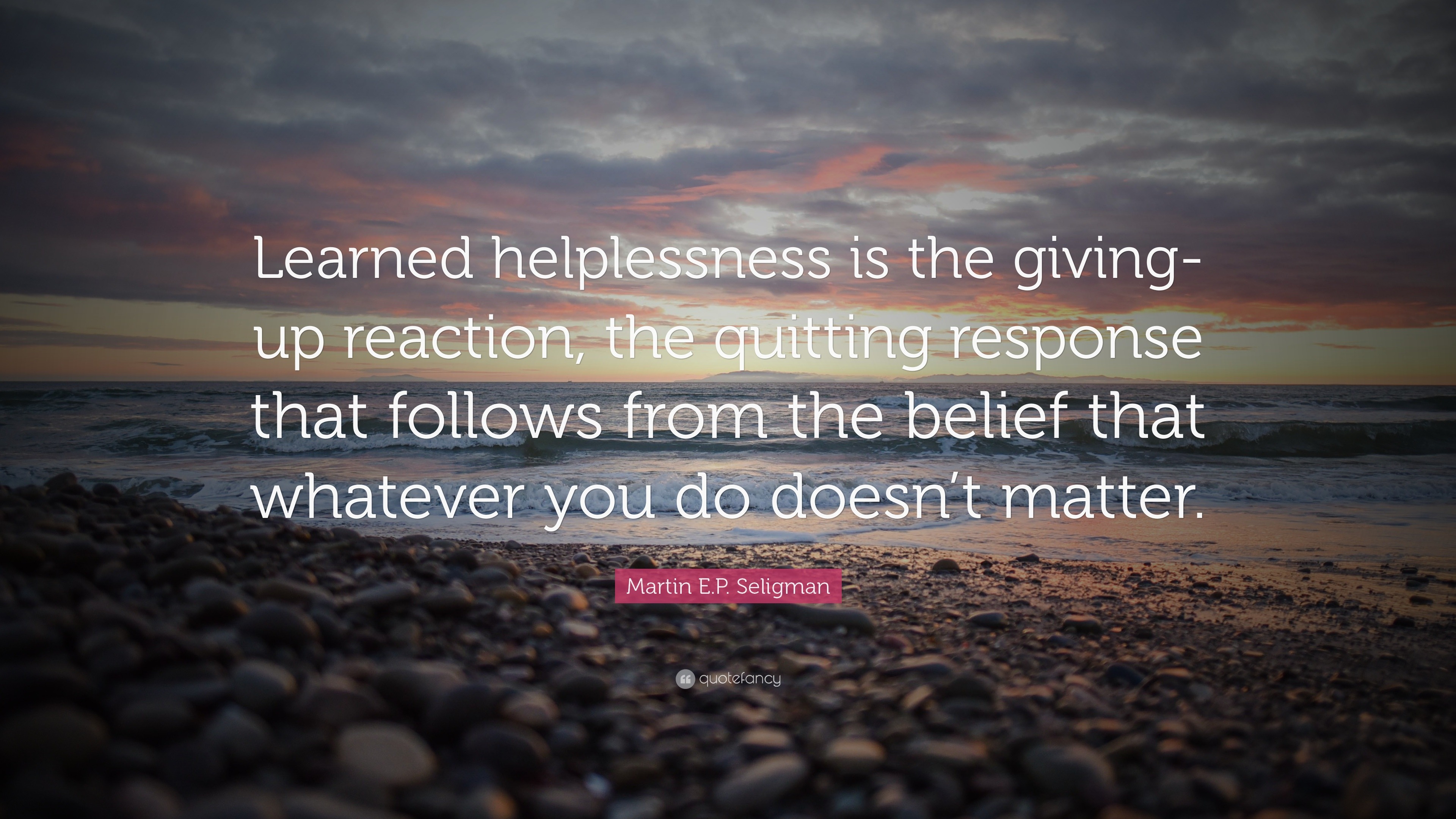 Martin E.P. Seligman Quote “Learned helplessness is the givingup