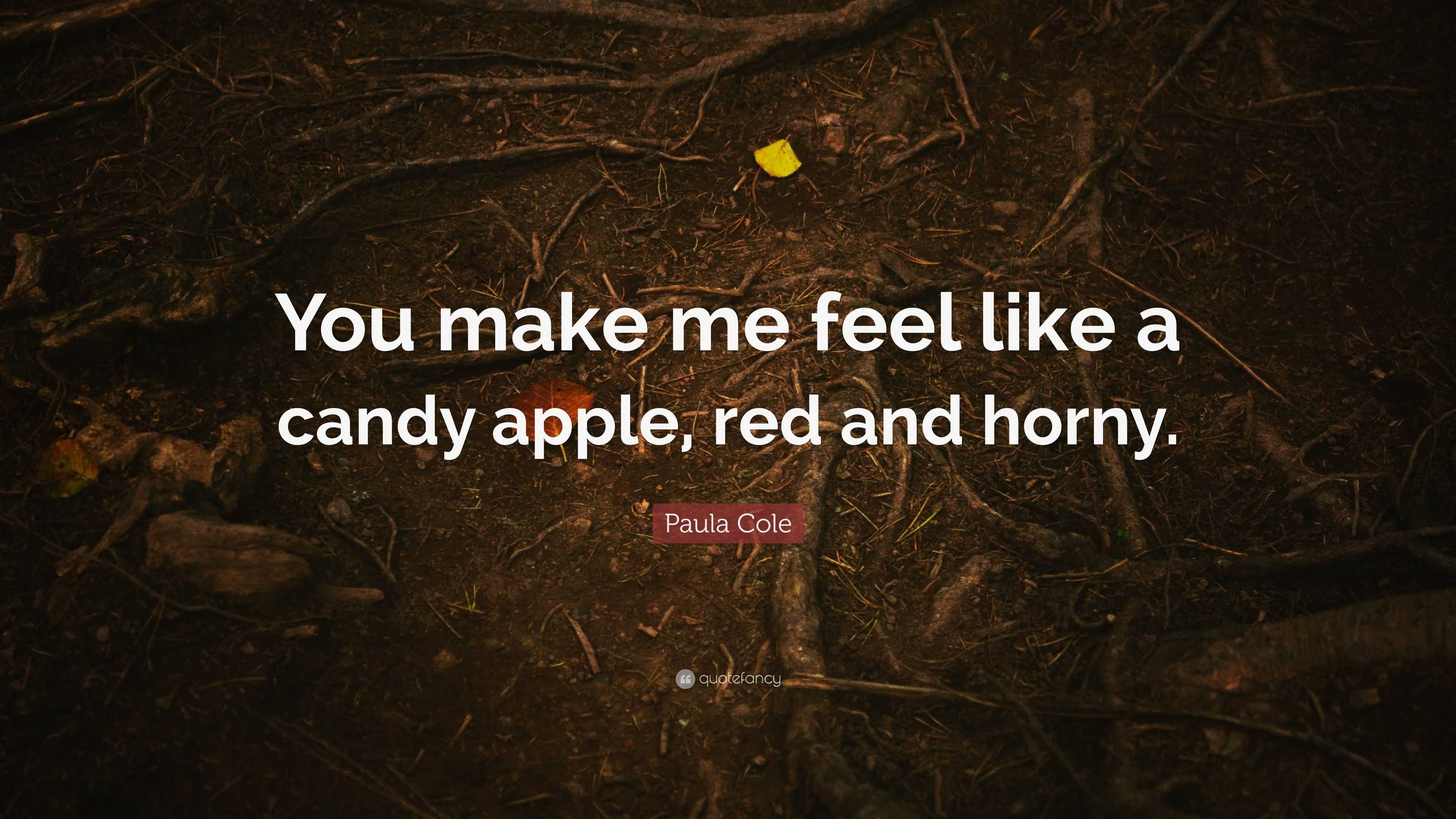 Paula Cole Quote: “You make me feel like a candy apple, red and horny.”