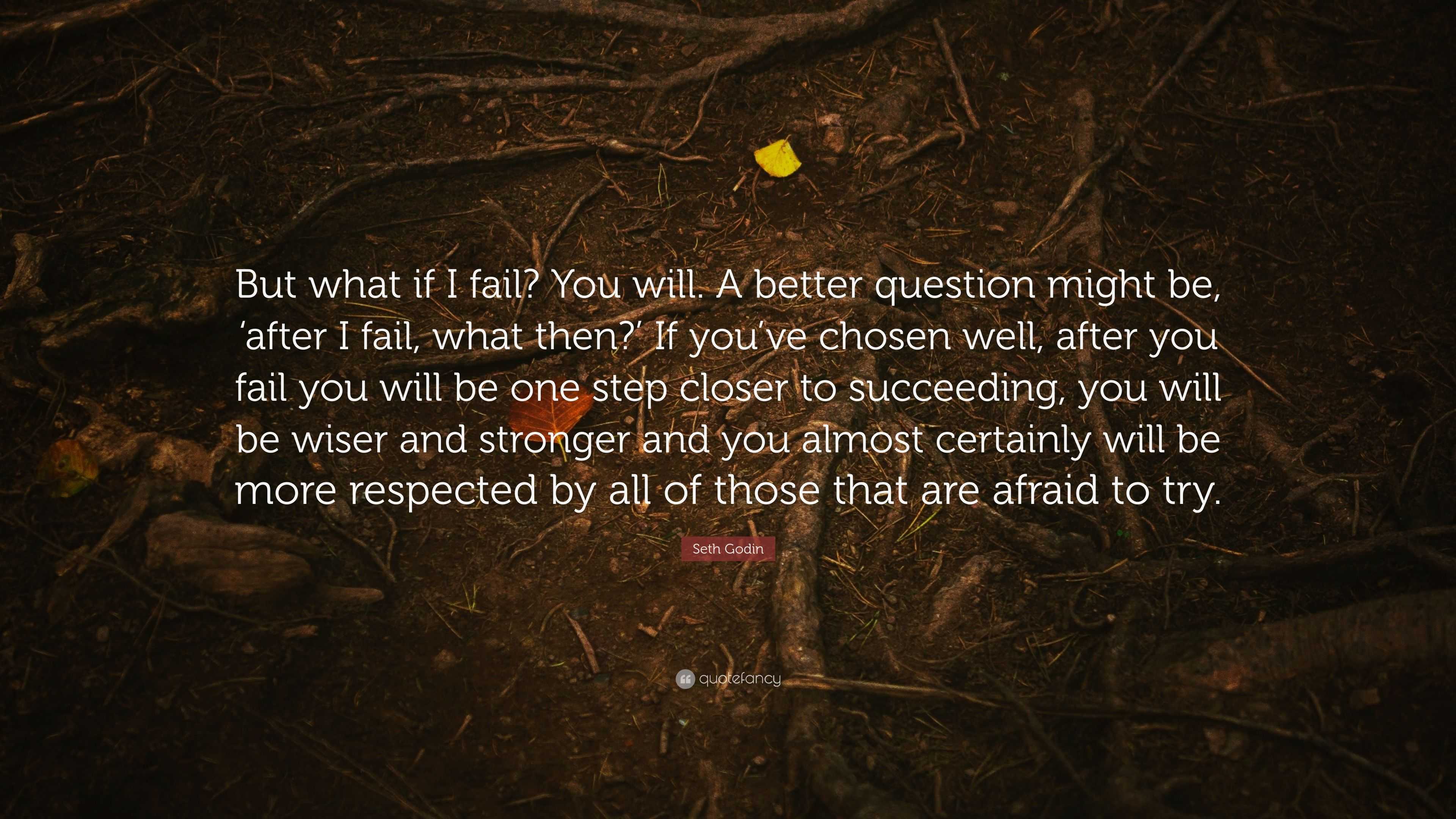 Seth Godin Quote: “But what if I fail? You will. A better question ...