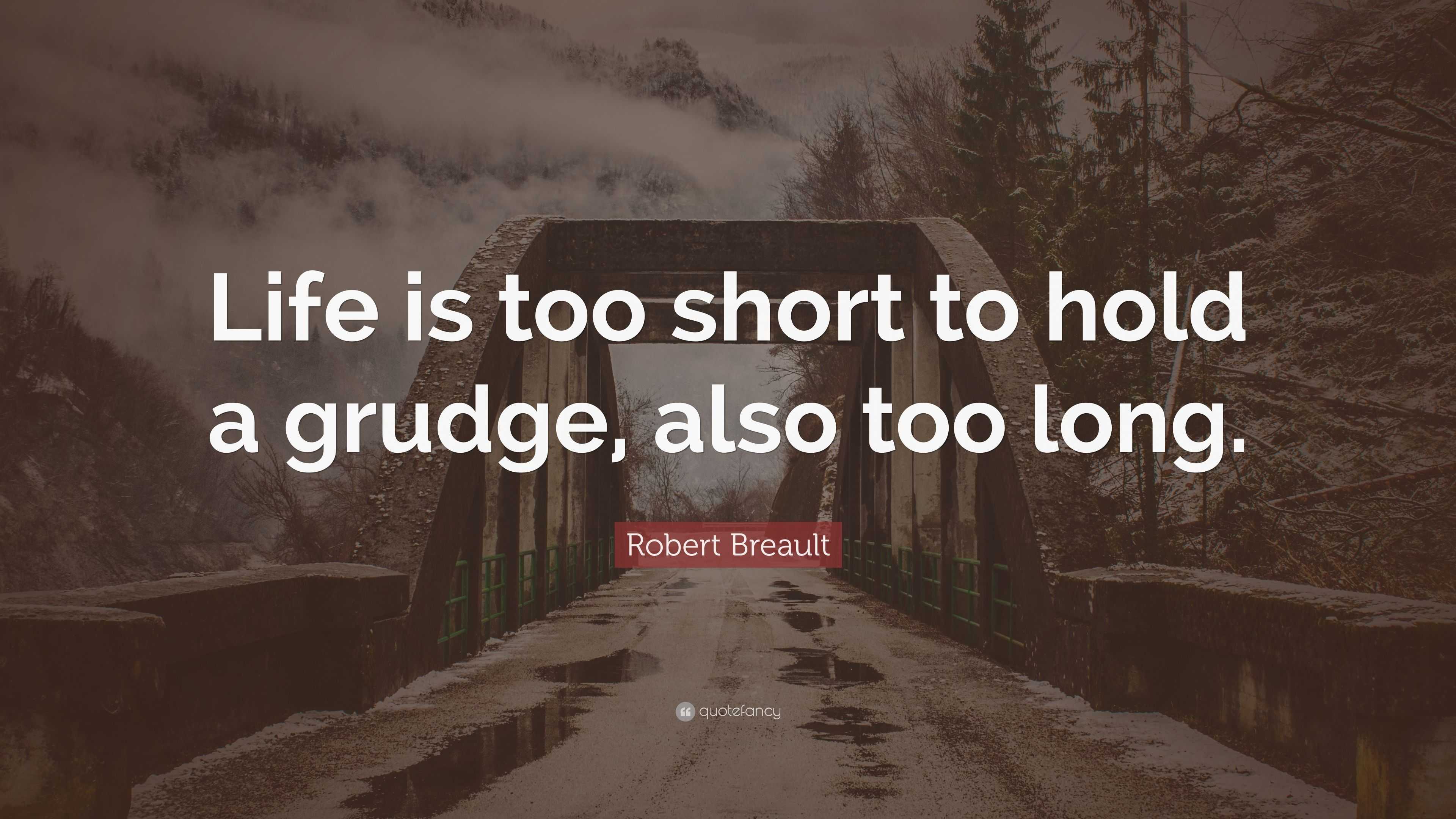 Robert Breault Quote: “Life is too short to hold a grudge, also too long.”