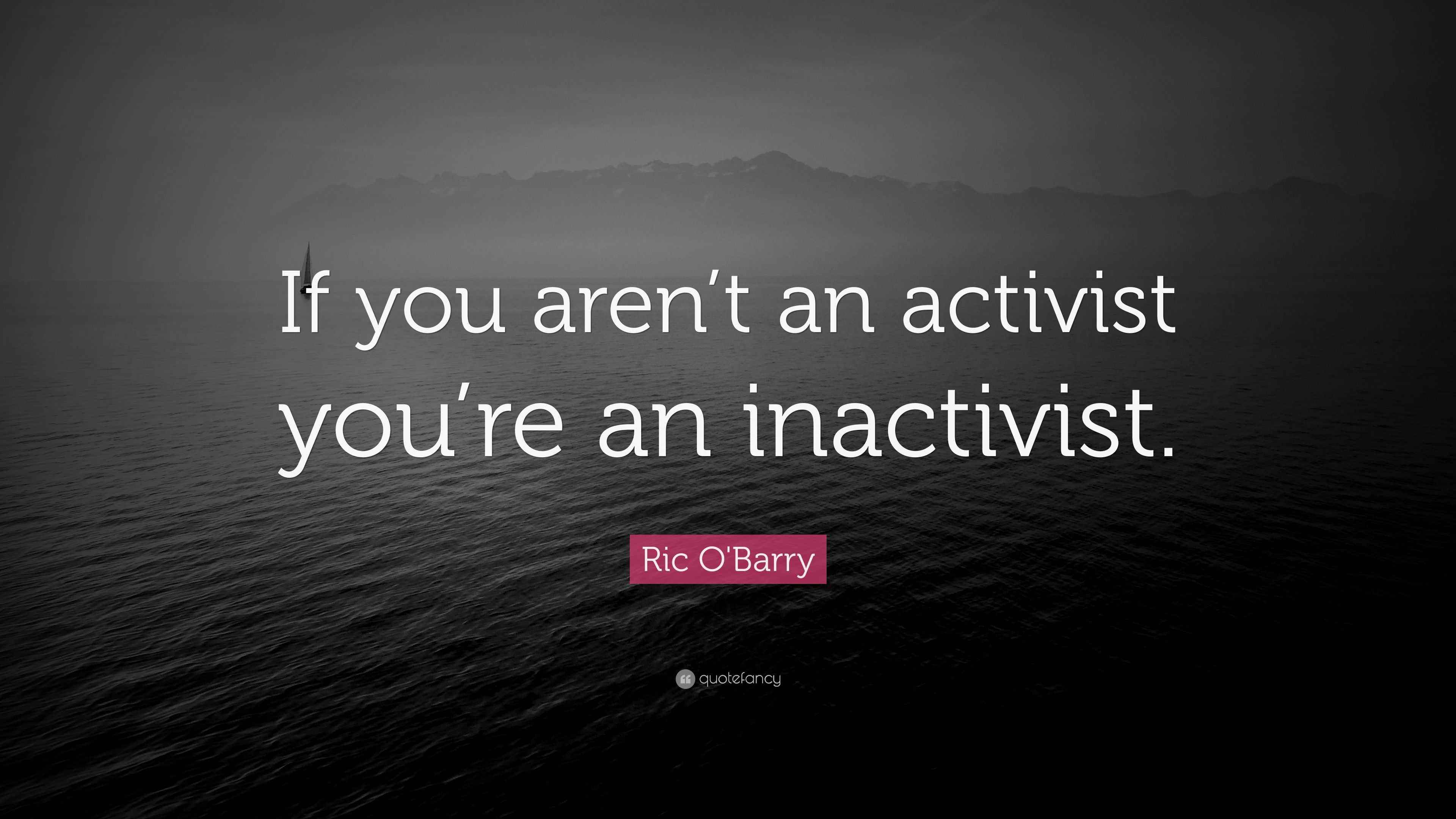 Ric O'Barry Quote: “If you aren’t an activist you’re an inactivist.”