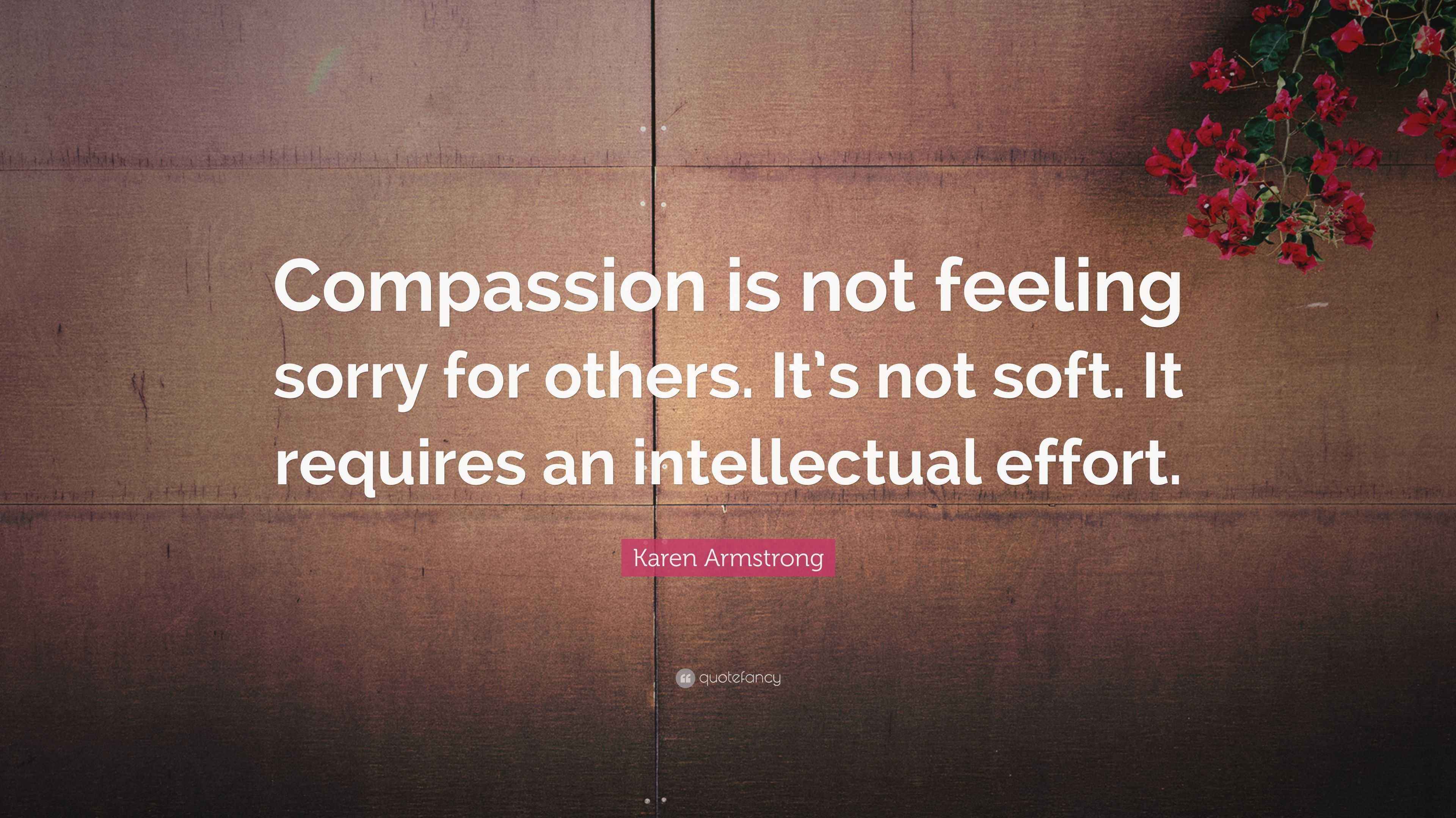 Karen Armstrong Quote: “Compassion is not feeling sorry for others. It ...
