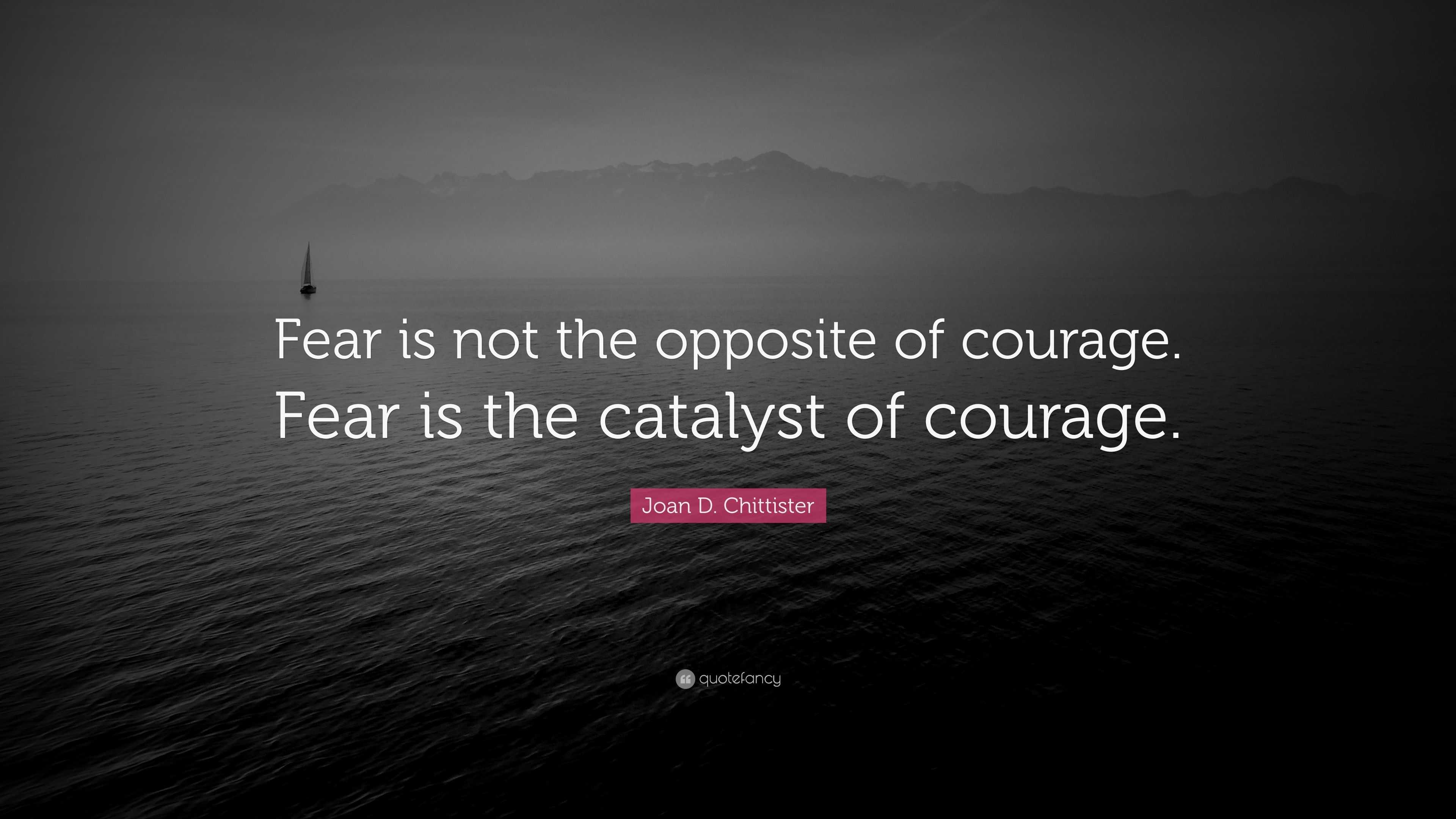 Joan D. Chittister Quote: “Fear is not the opposite of courage. Fear is ...