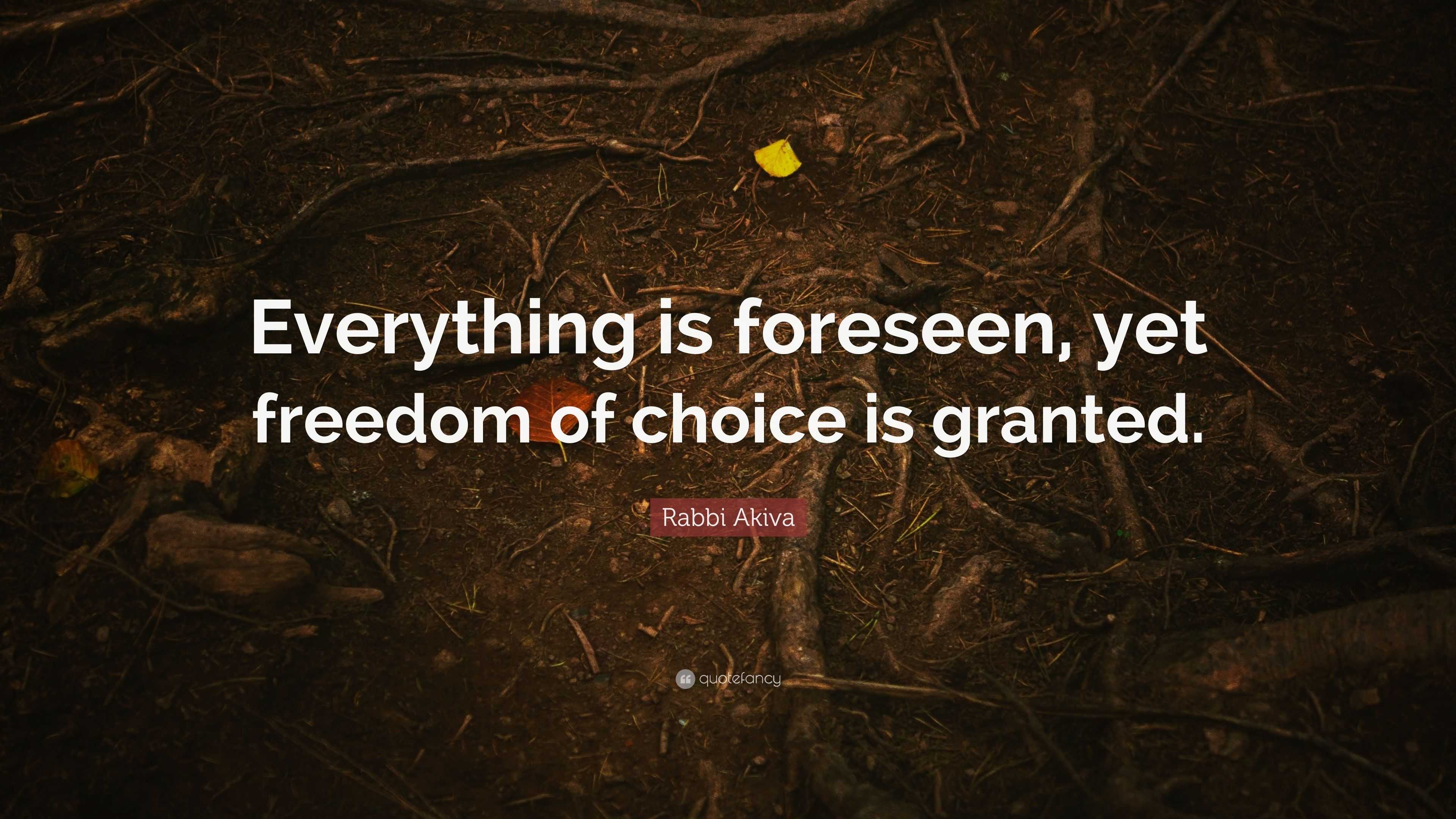 Rabbi Akiva Quote: “Everything is foreseen, yet freedom of choice is