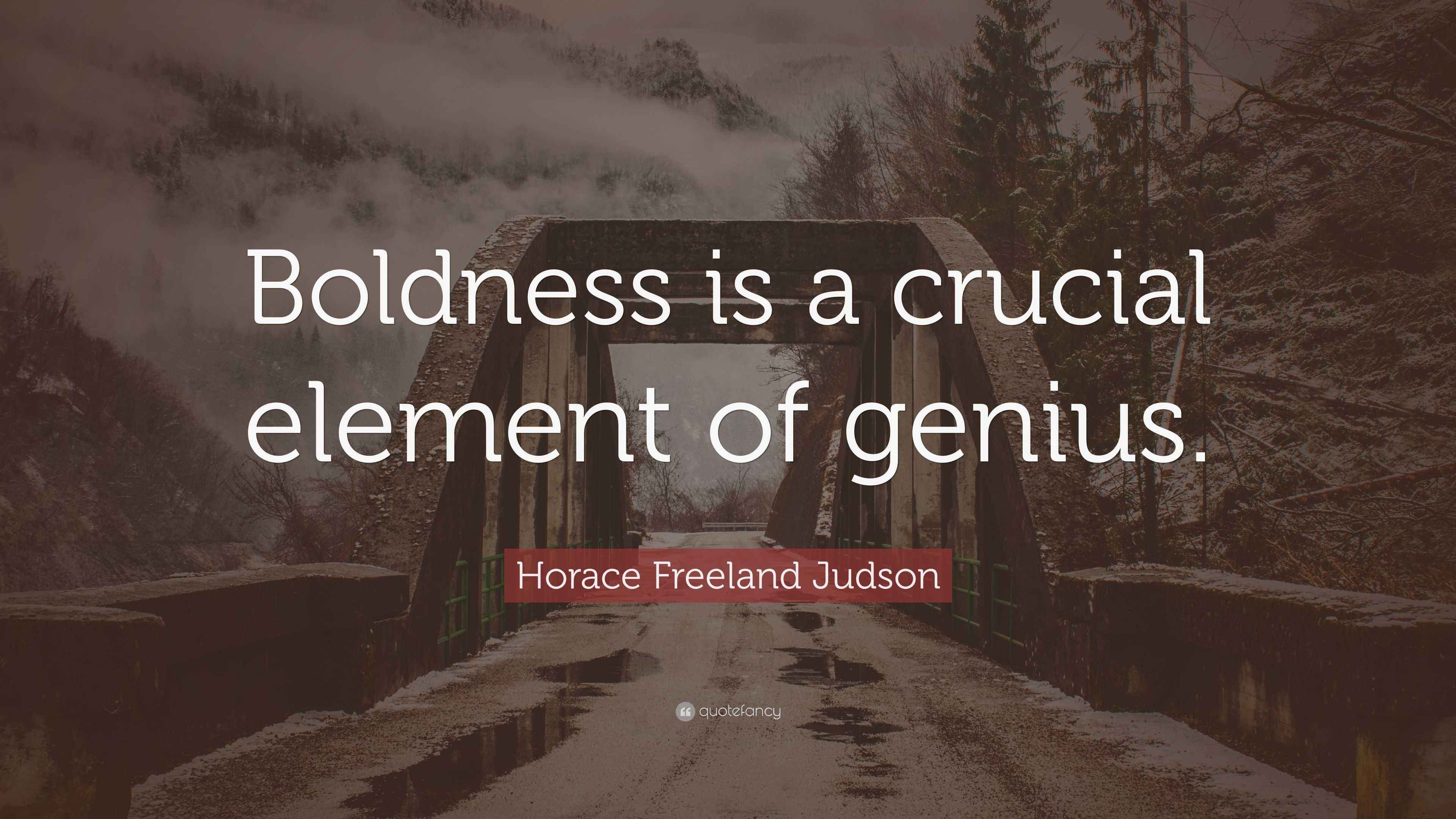 Horace Freeland Judson Quote “Boldness is a crucial element of genius.”