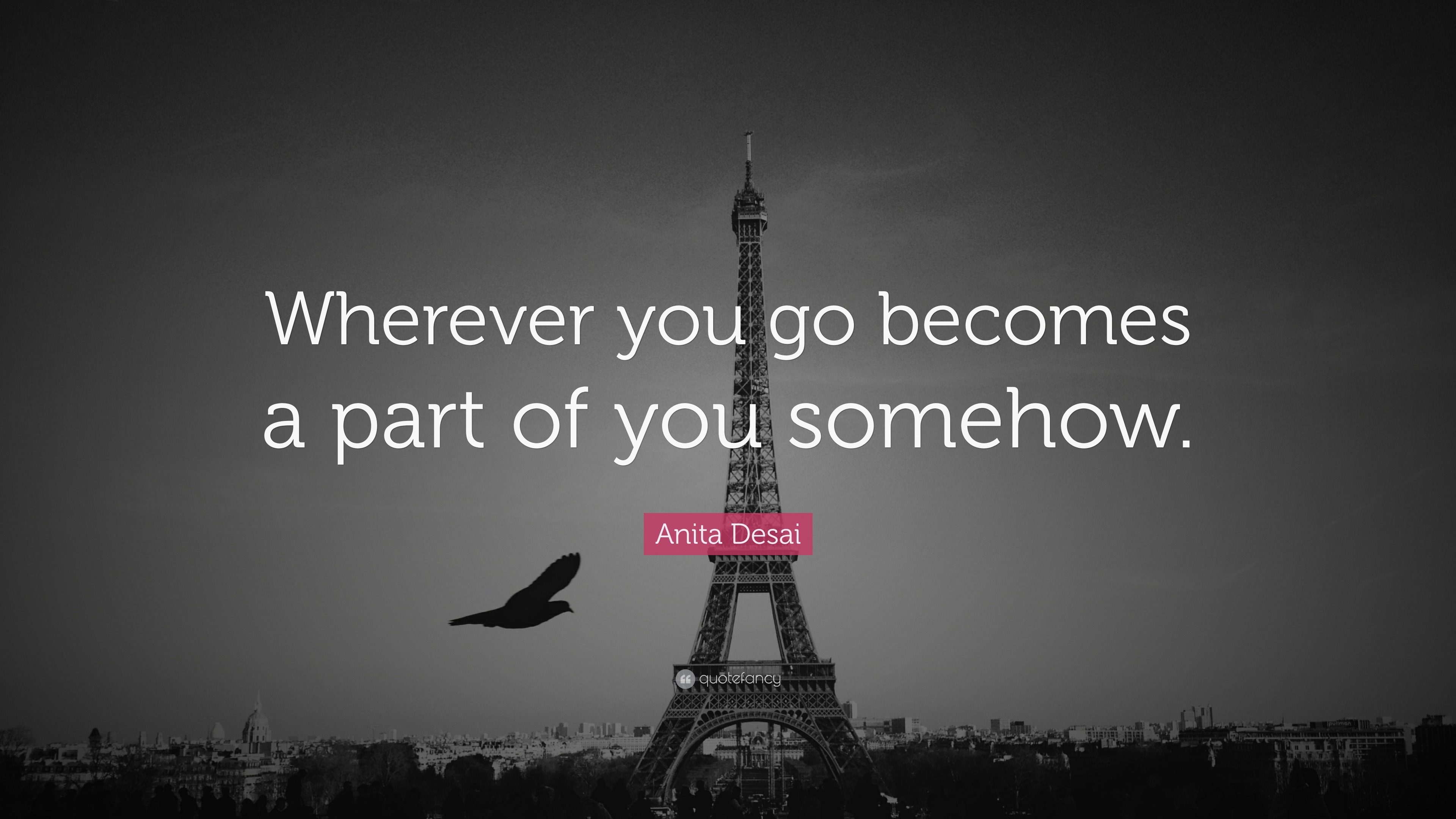 Anita Desai Quote: “Wherever you go becomes a part of you somehow.”