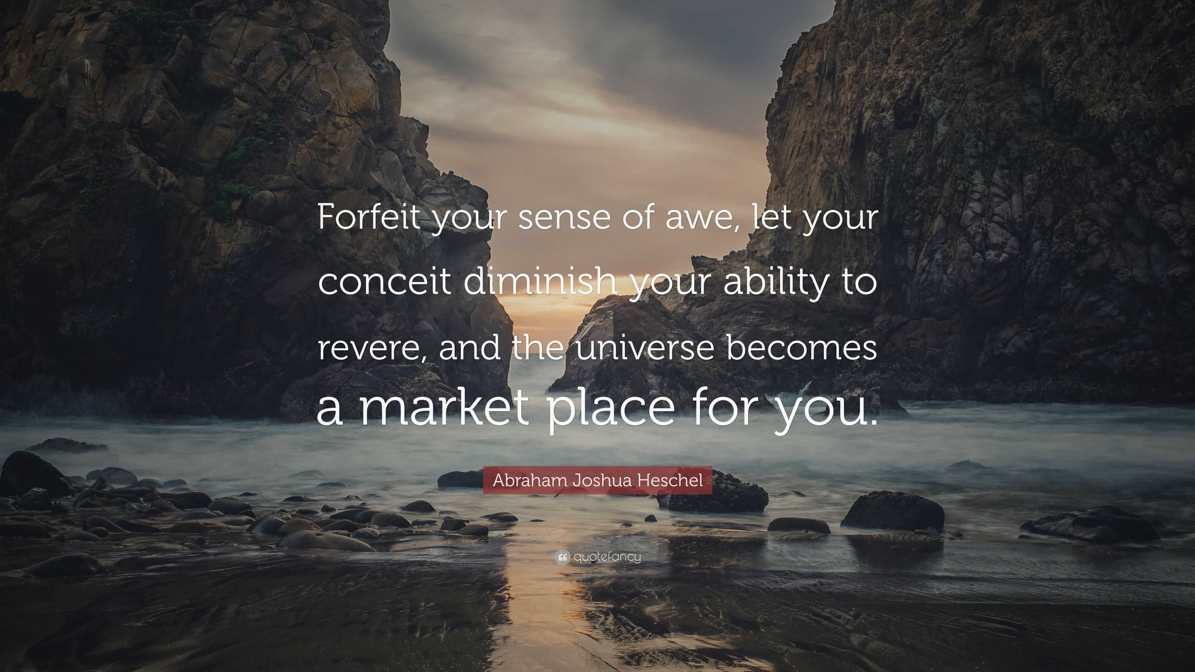 Abraham Joshua Heschel Quote: “Forfeit your sense of awe, let your ...