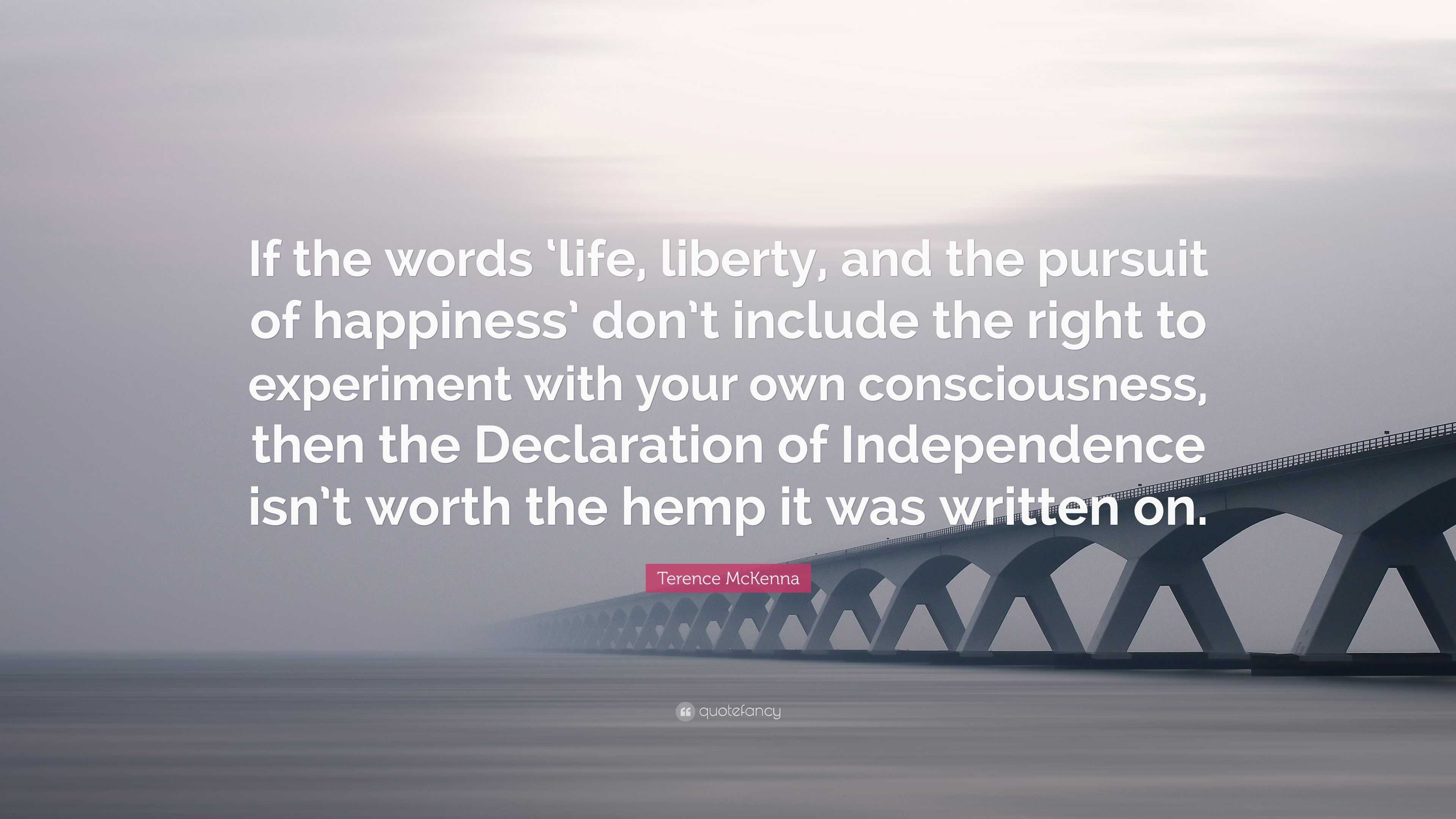 Terence McKenna Quote “If the words life liberty and the pursuit