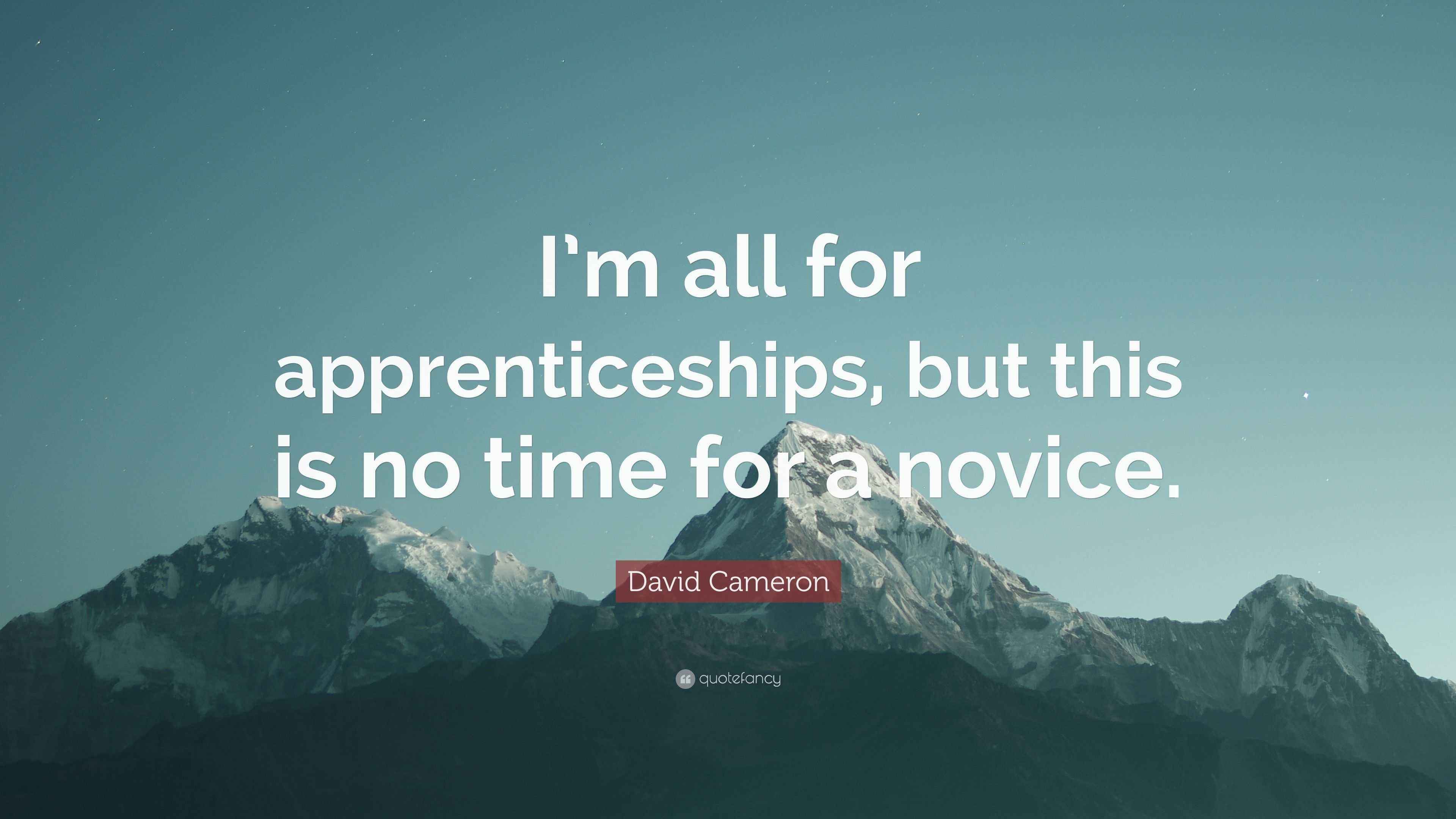 David Cameron Quote “I’m all for apprenticeships, but this is no time