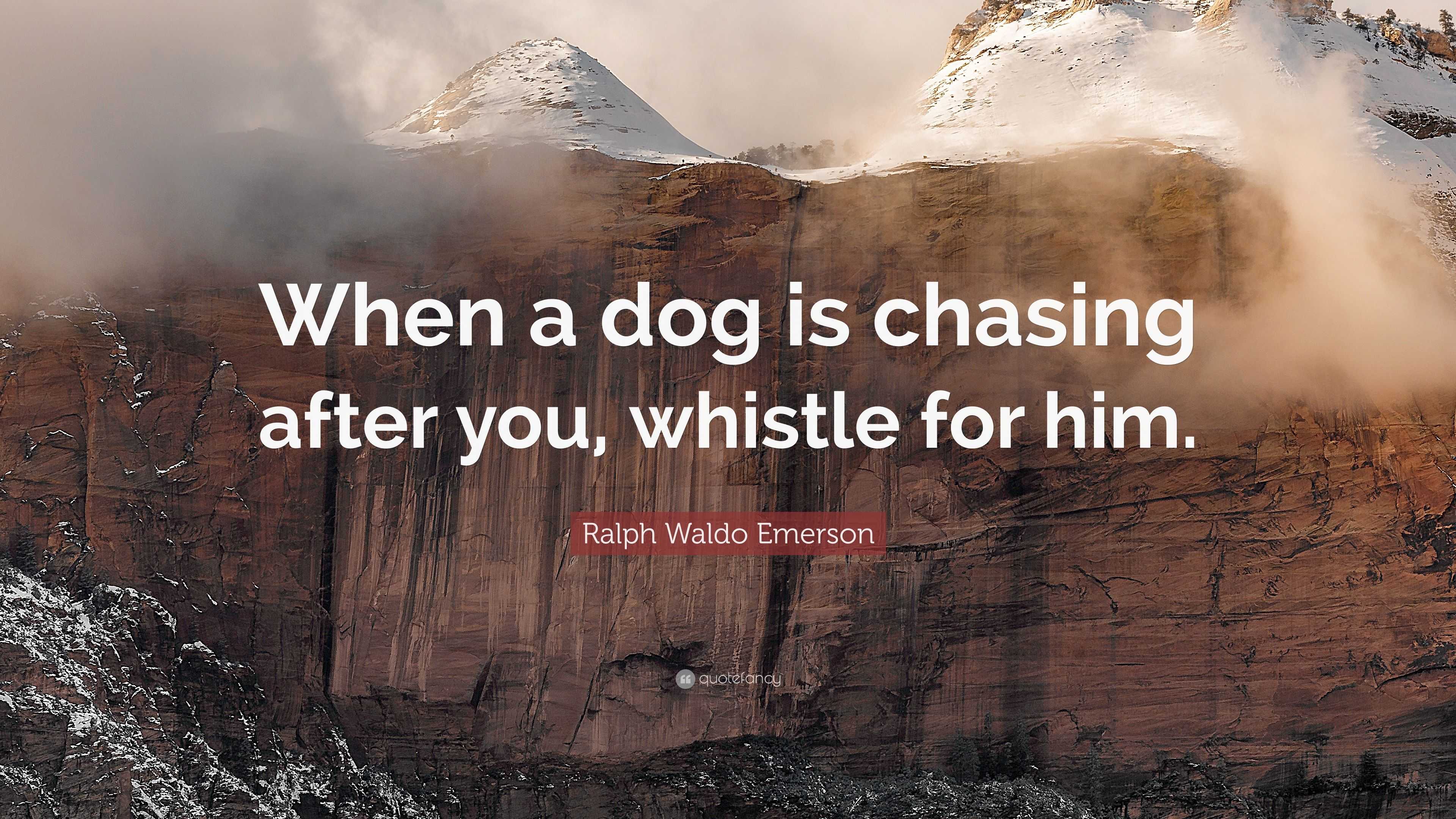 Ralph Waldo Emerson Quote: “When a dog is chasing after you, whistle ...