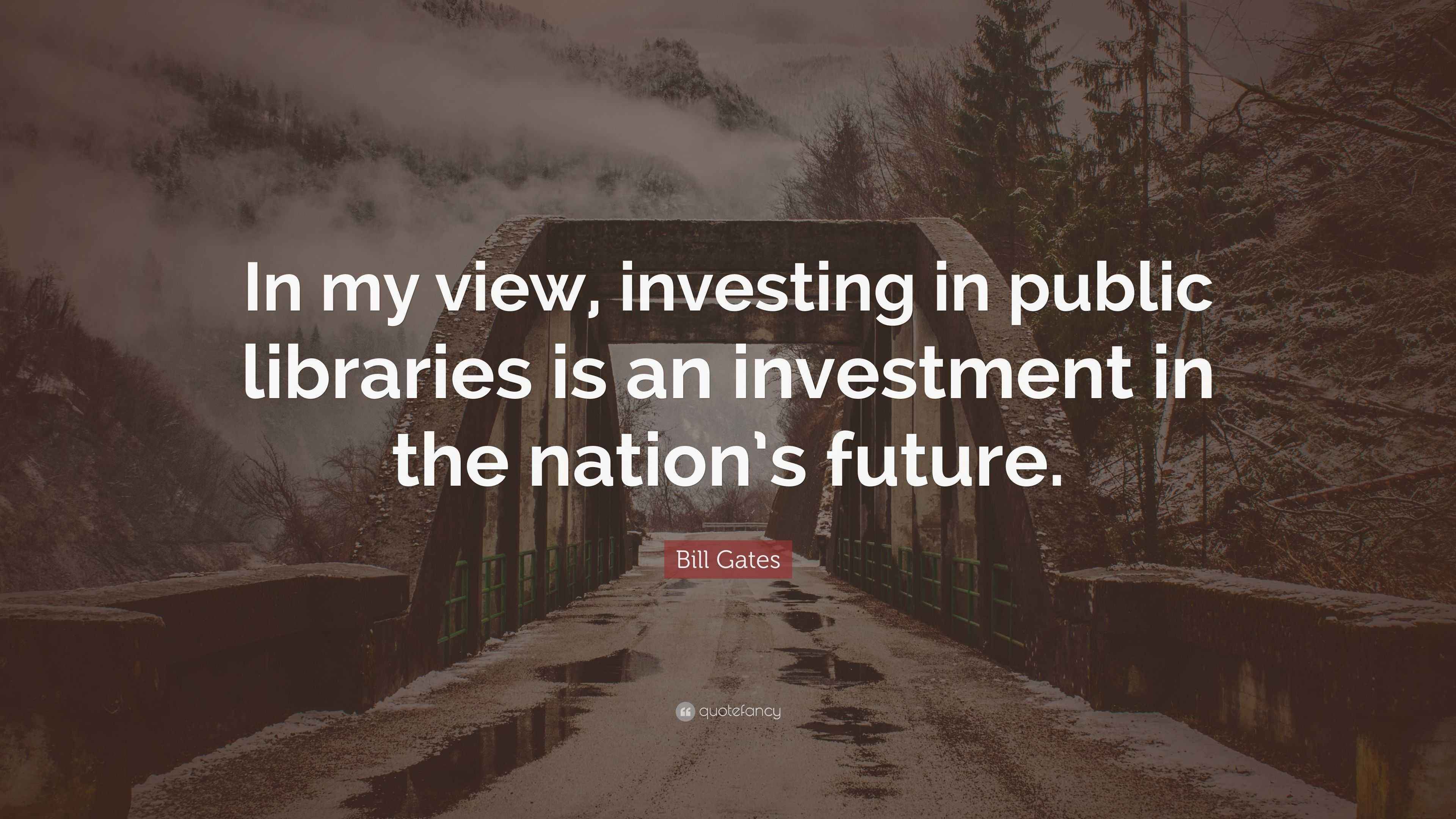 Bill Gates Quote “In my view, investing in public libraries is an