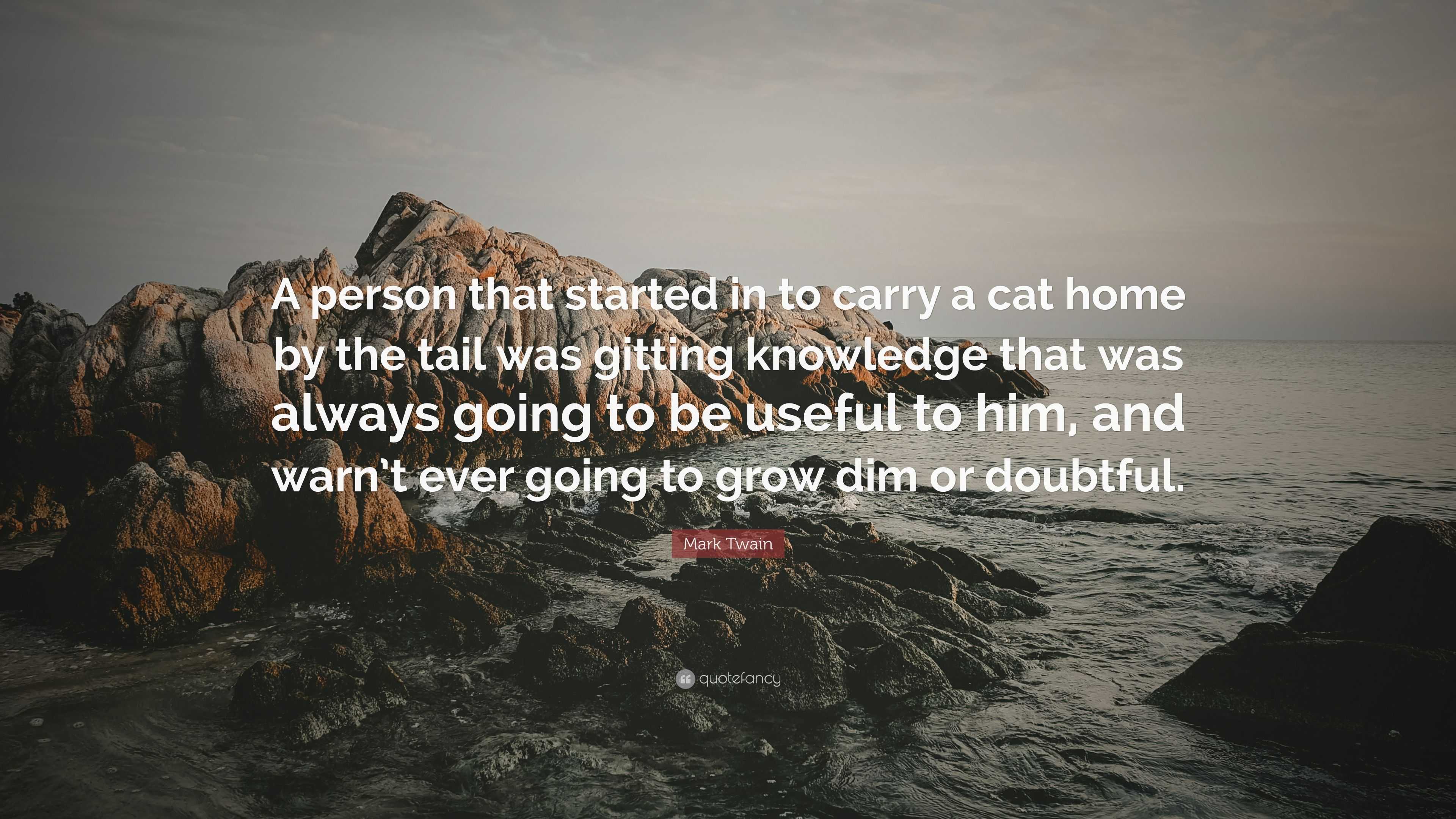 Mark Twain Quote: “A person that started in to carry a cat home by the