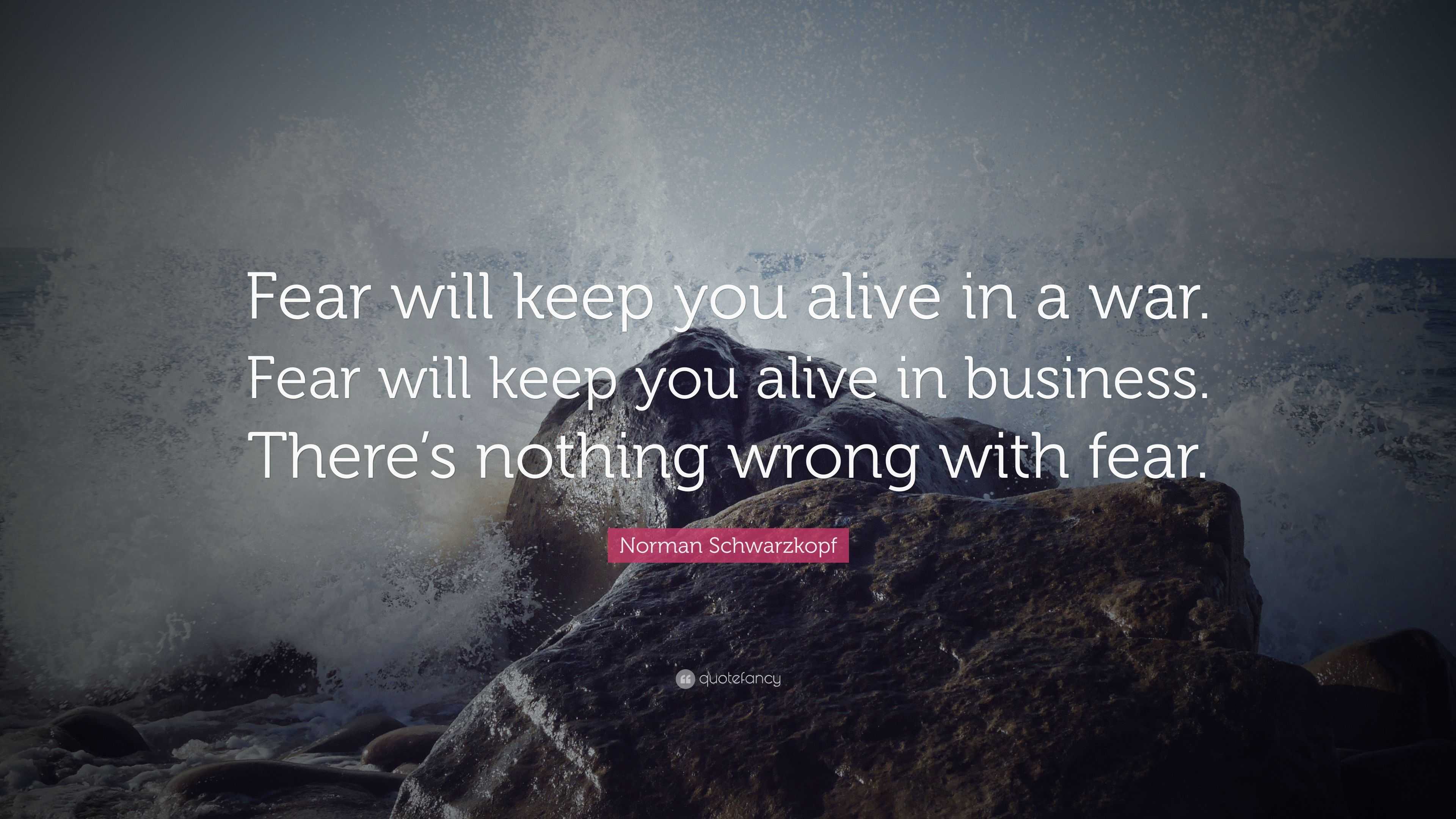 Norman Schwarzkopf Quote: “Fear will keep you alive in a war. Fear will ...