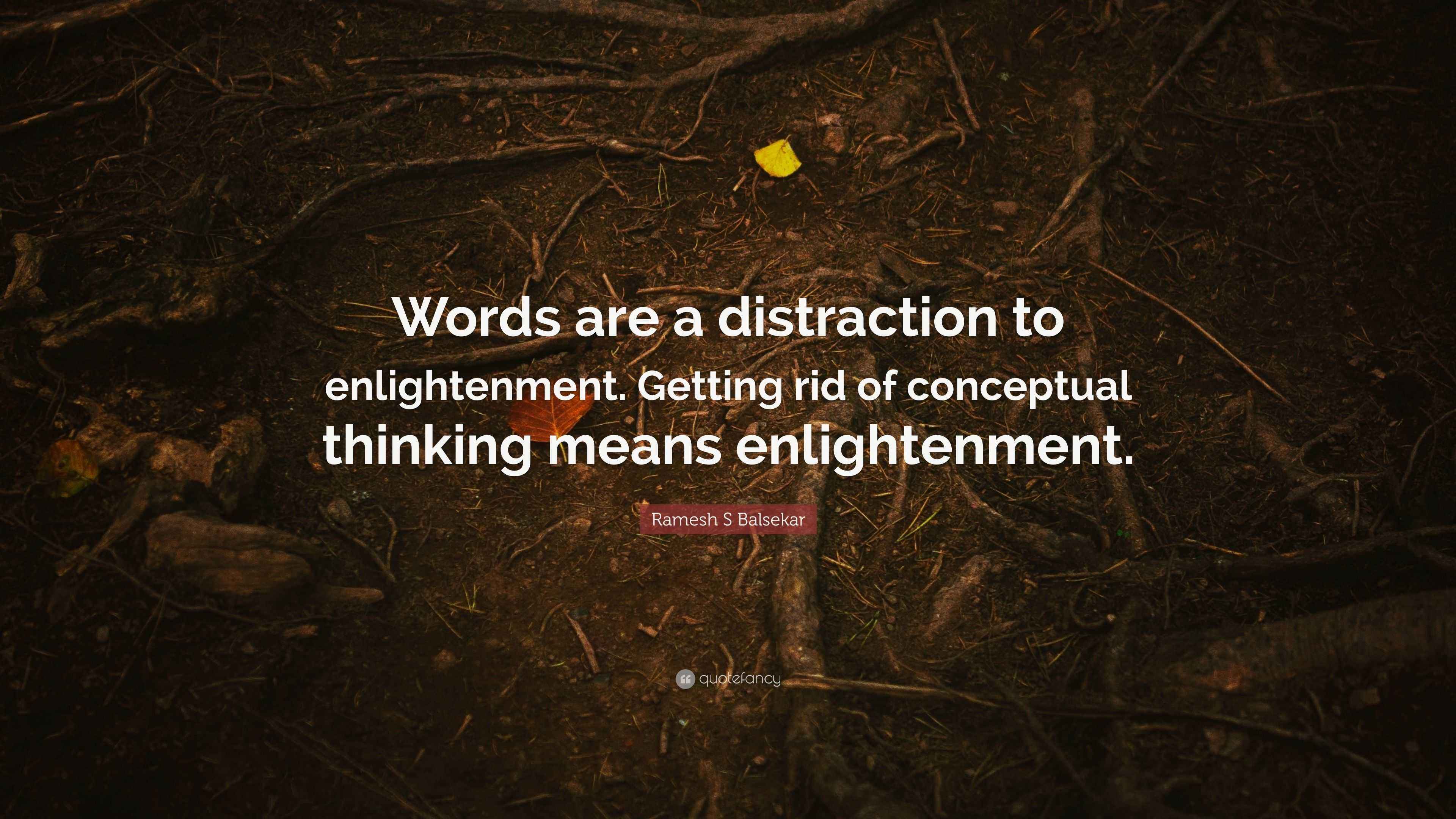 Ramesh S Balsekar Quote “Words are a distraction to enlightenment. Getting rid of conceptual