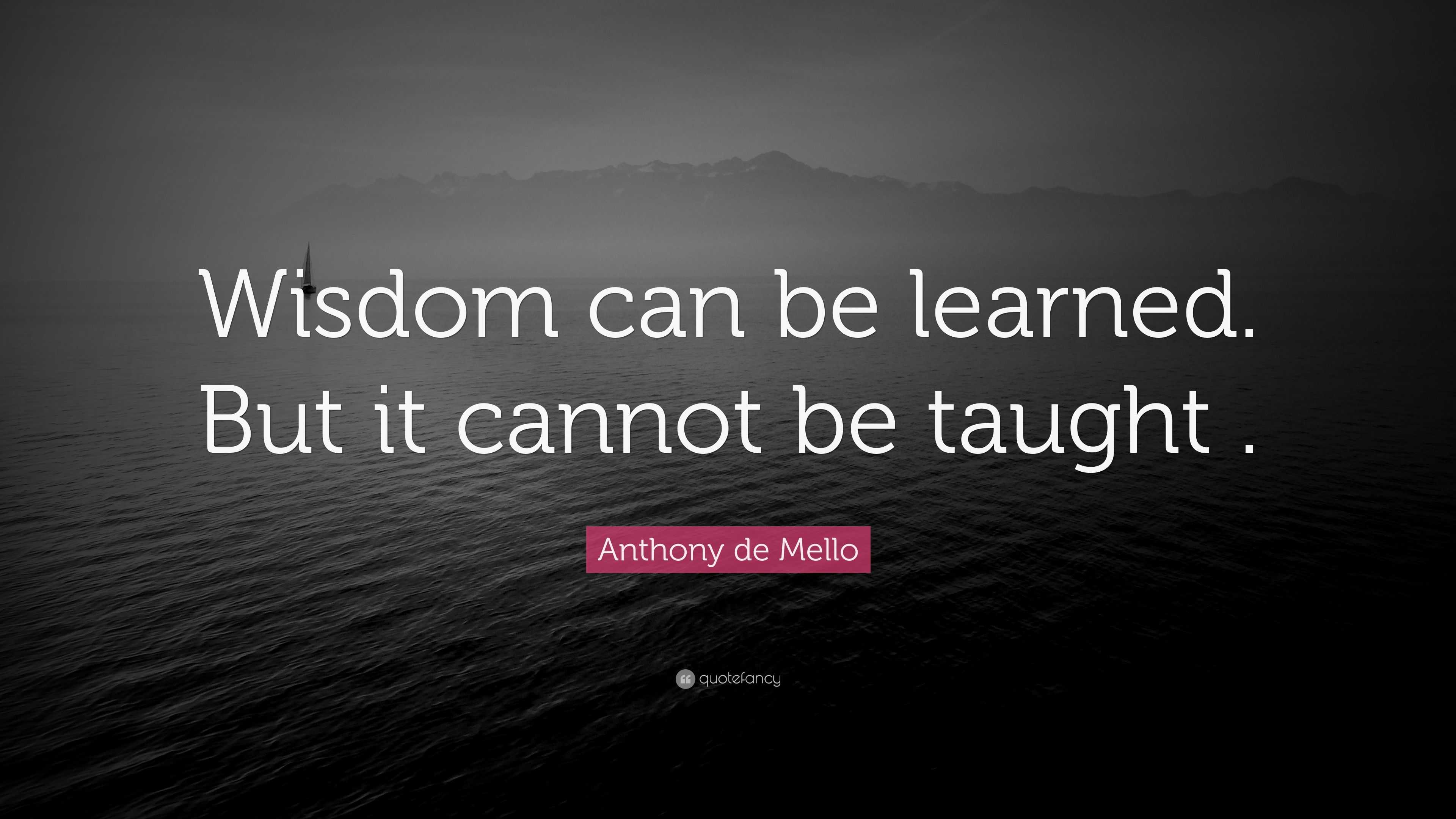 Anthony de Mello Quote: “Wisdom can be learned. But it cannot be taught