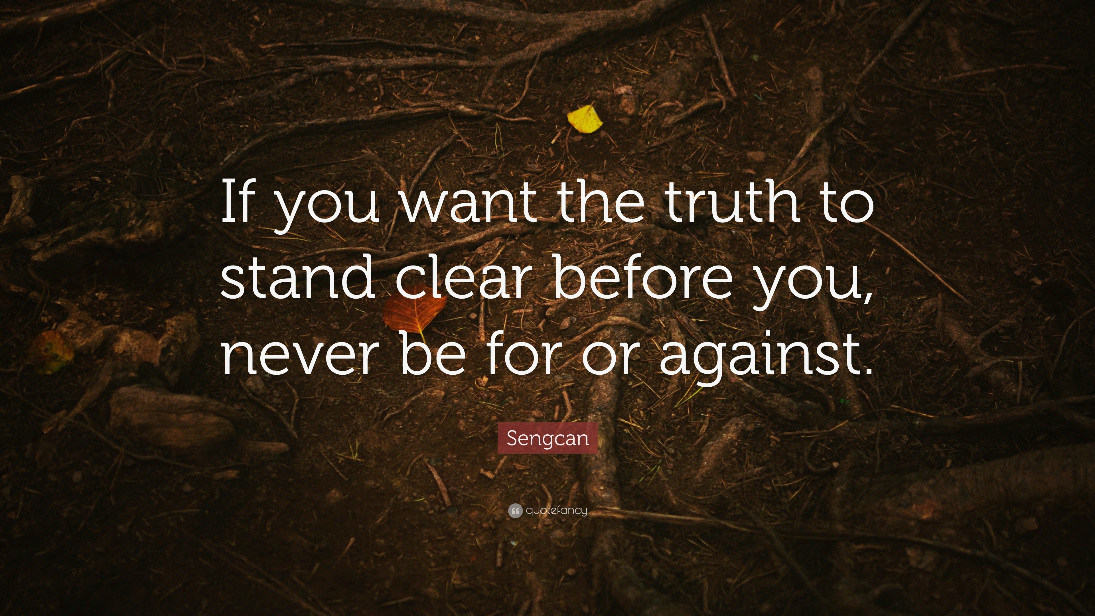 Sengcan Quote: “If you want the truth to stand clear before you, never ...