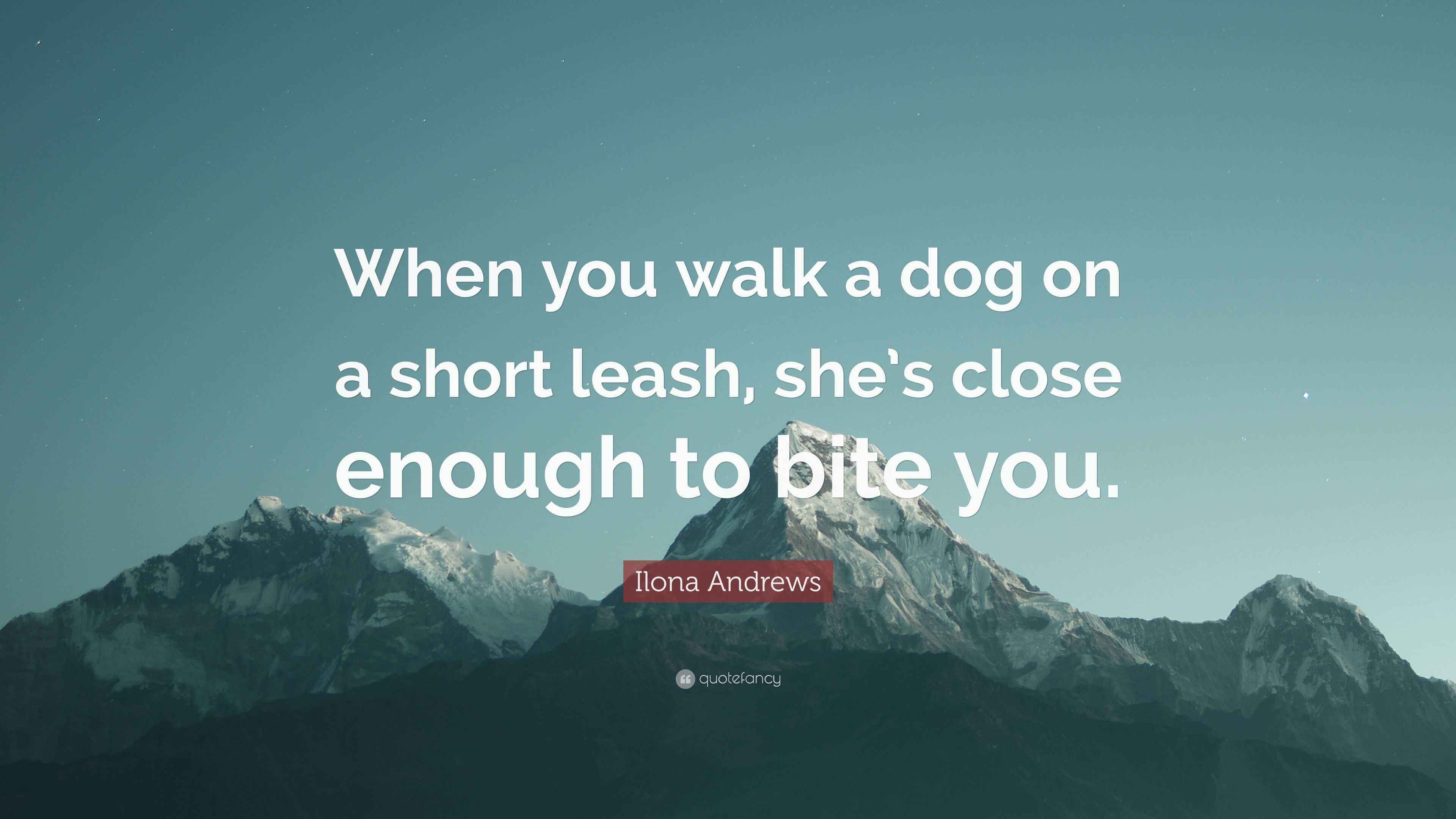 Ilona Andrews Quote “When you walk a dog on a short leash, she’s close