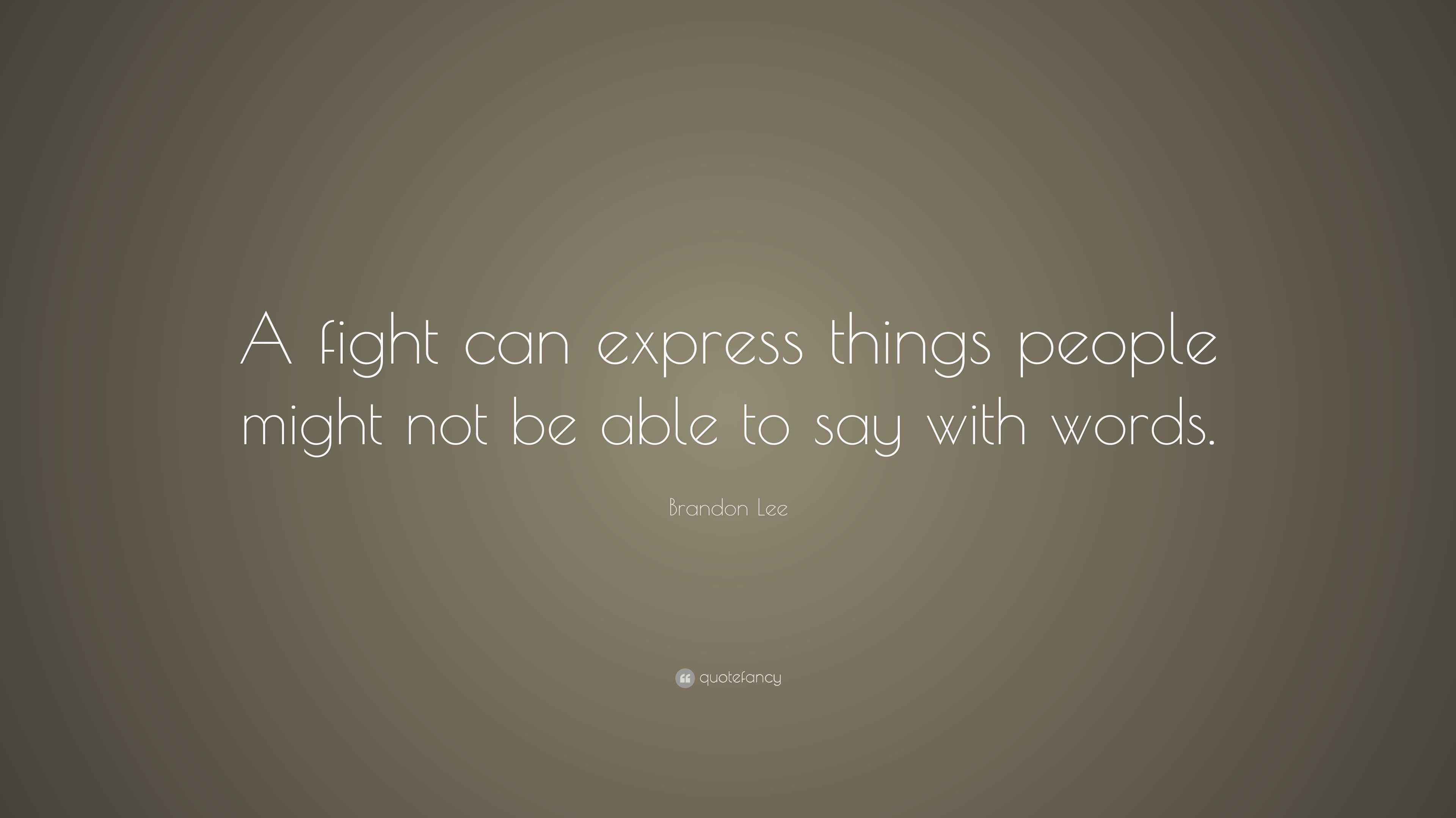 Brandon Lee Quote “A fight can express things people might not be able