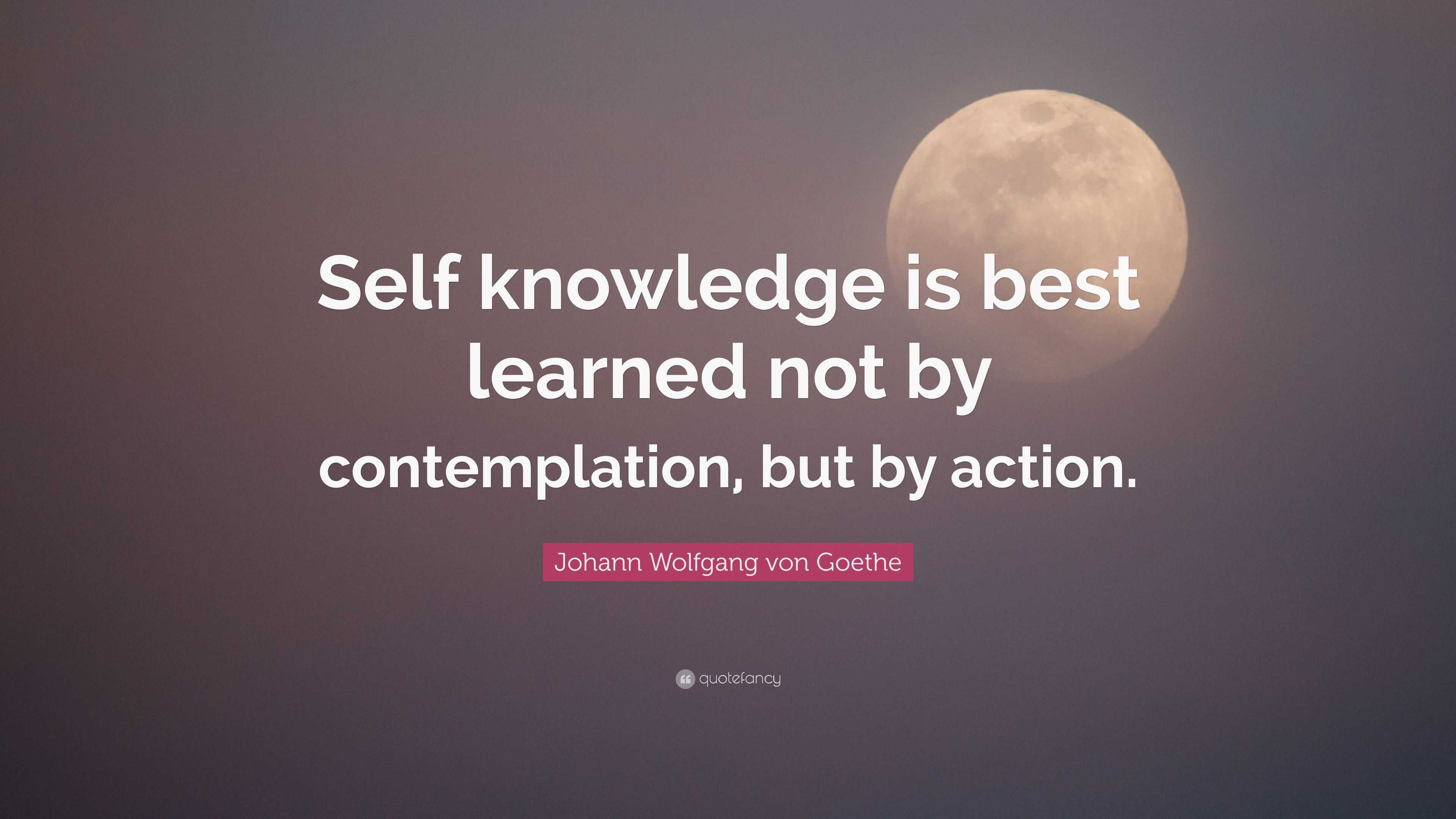 Johann Wolfgang von Goethe Quote: “Self knowledge is best learned not ...